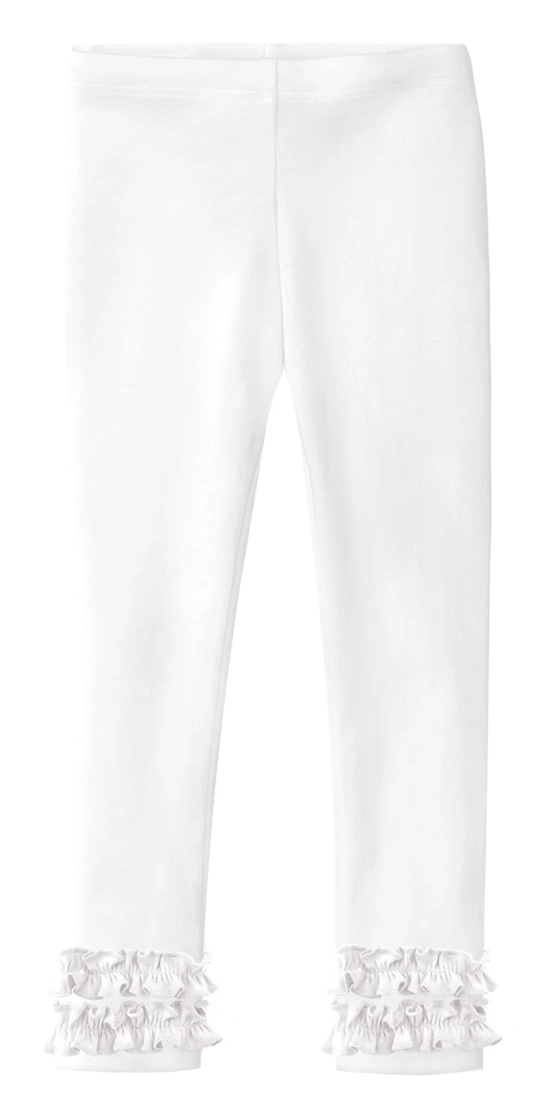 Girls Soft Cotton Ruffle Leggings | White - Remutear