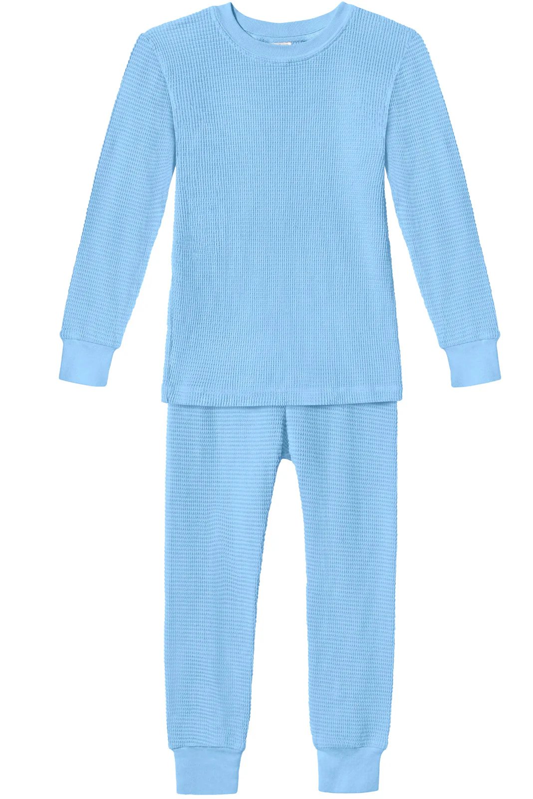 Boys and Girls 100% Cotton Soft & Warm Heavier Thermal Long John Set | Bright Light Blue - Remutear