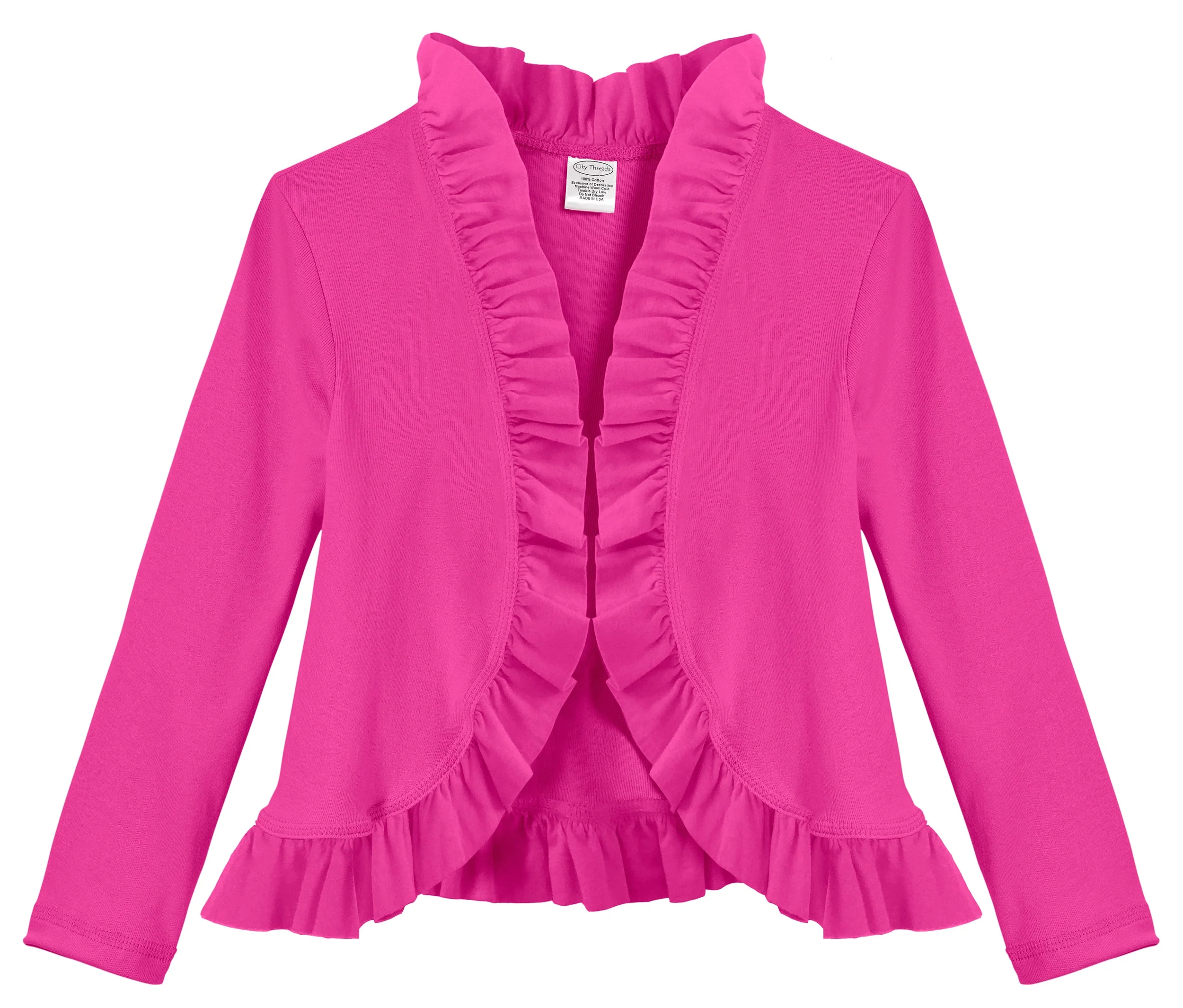 Girls Soft Cotton Jersey Ruffle Cardigan - Remutear