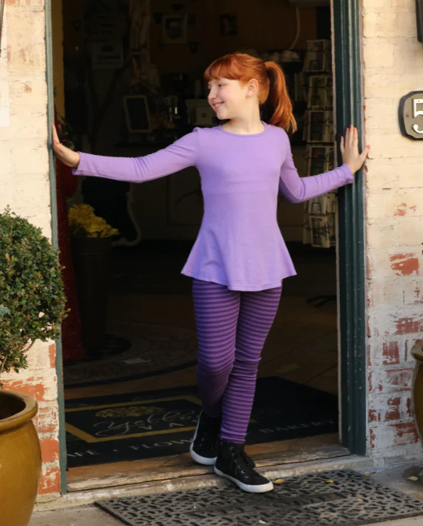 Girls Soft Cotton Long Sleeve Peplum Tee | Candy Apple - Remutear