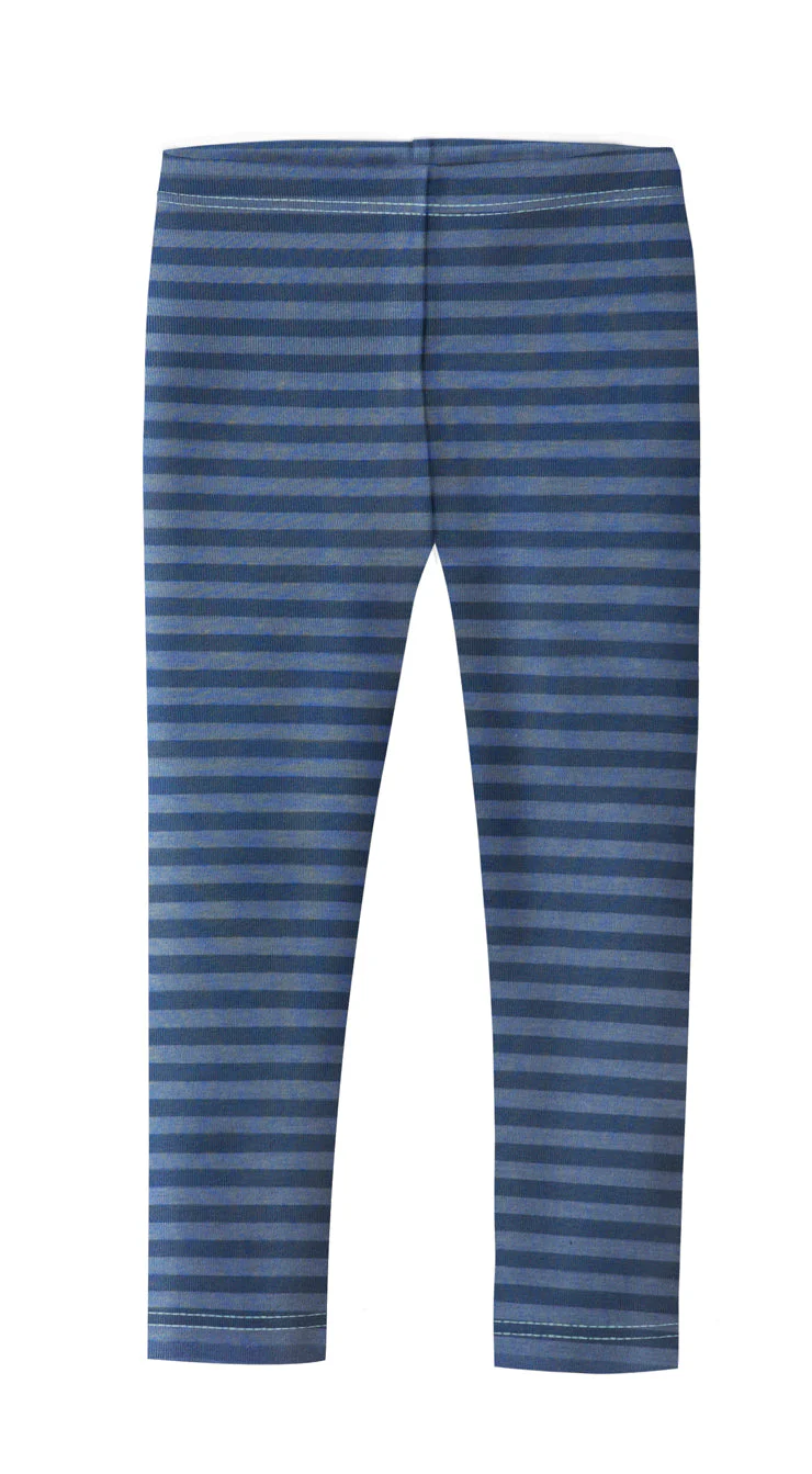 Girls Soft Stripe Leggings  | Midnight Blue - Remutear