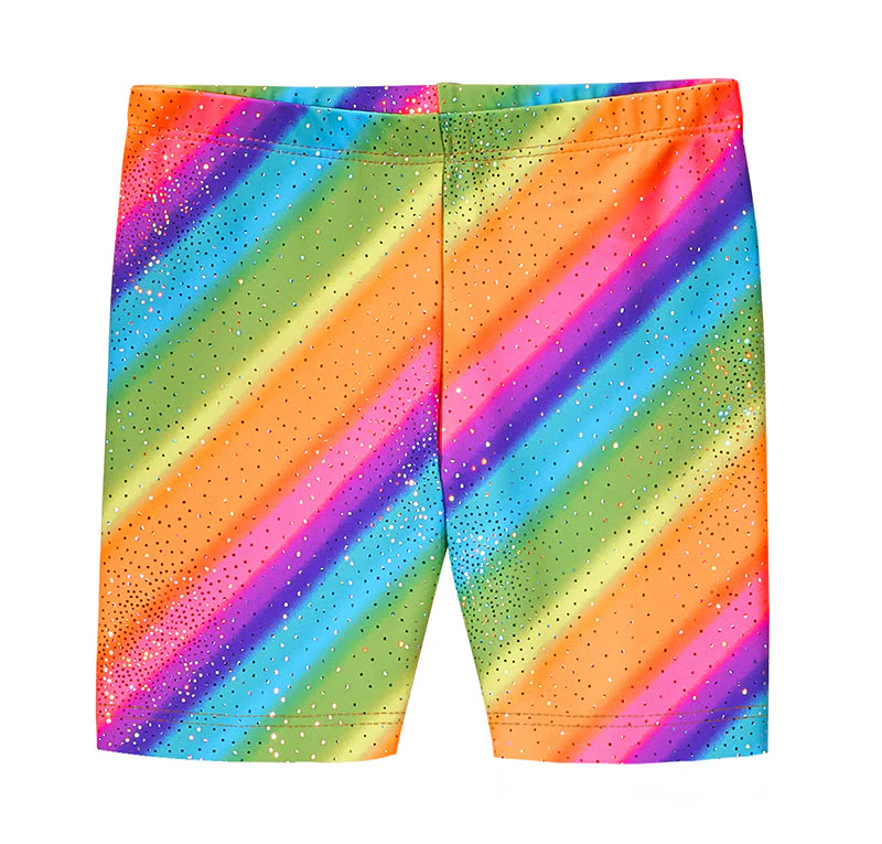 Girls Novelty Bike Shorts  | Rainbow Sparkle - Remutear