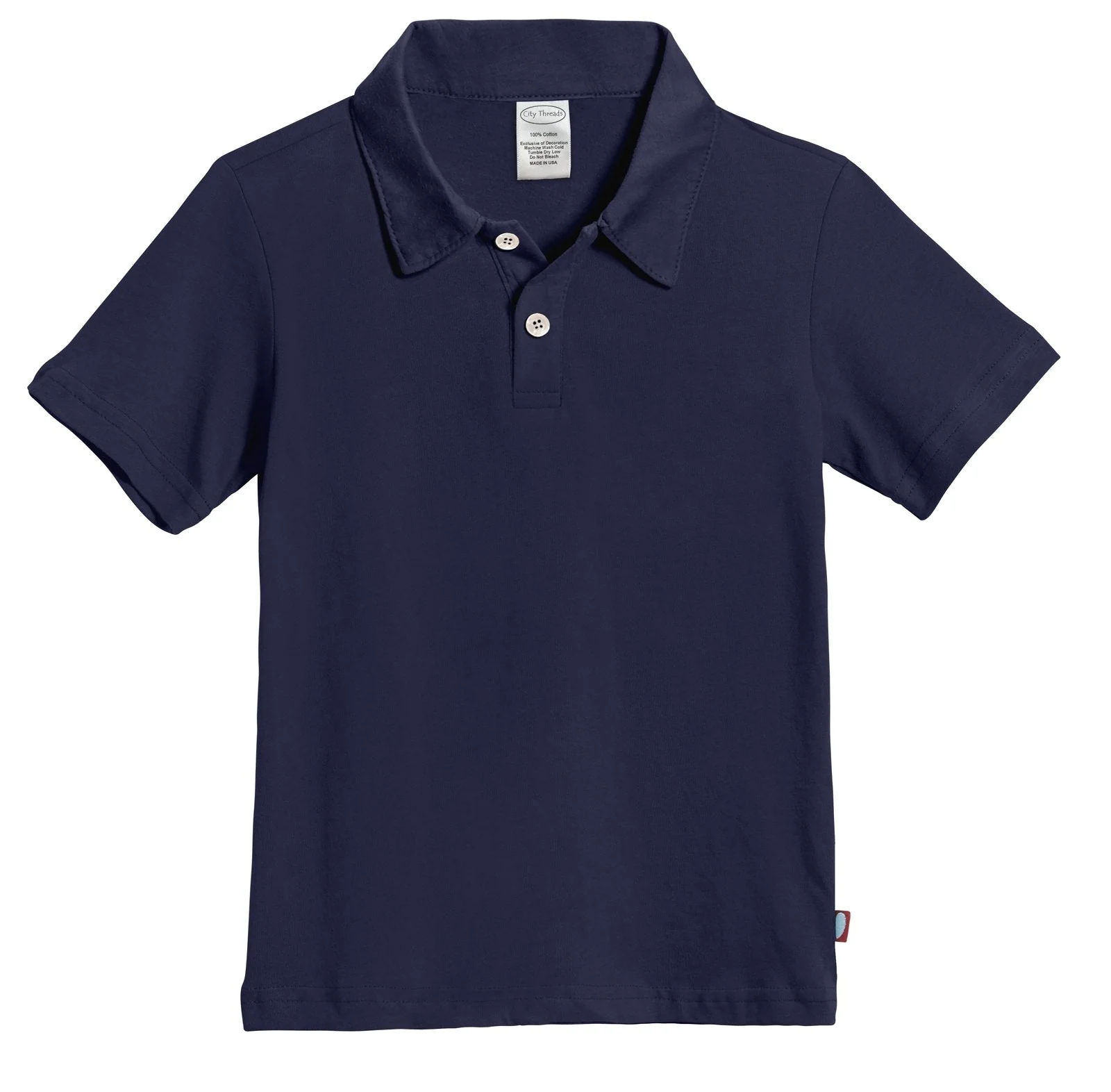 Boys Soft Cotton Jersey 2-Button Short Sleeve Polo Shirt | Dark Navy - Remutear