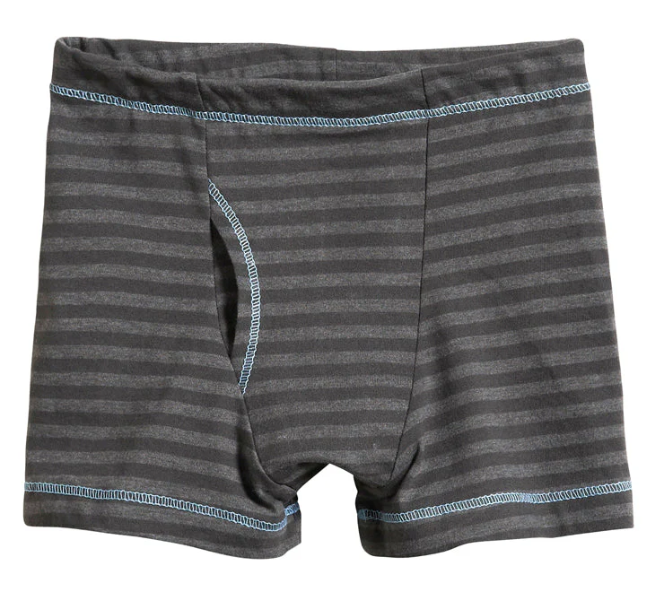 Boys Soft Stripe Boxer Brief | Charcoal - Remutear