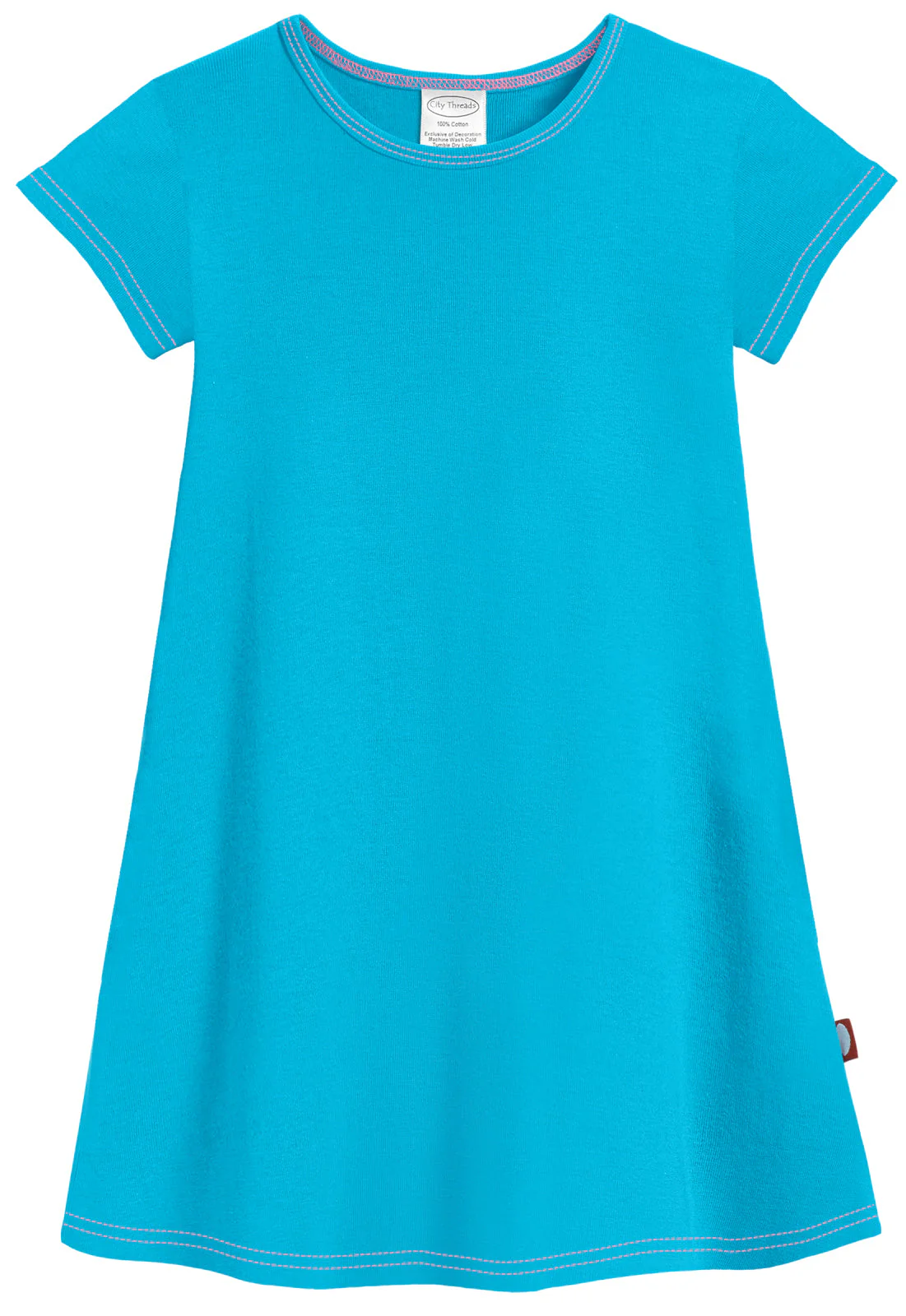 Girls Soft Cotton Jersey Cap Sleeve Dress | Turquoise - Remutear