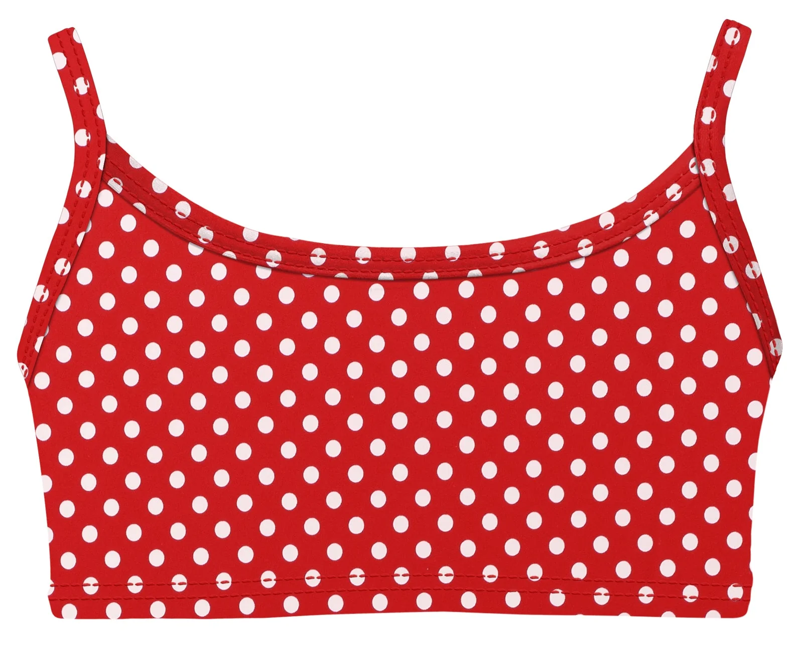 Girls UPF 50+ Printed Bikini Swim Top  | Red w- White Polka Dot - Remutear