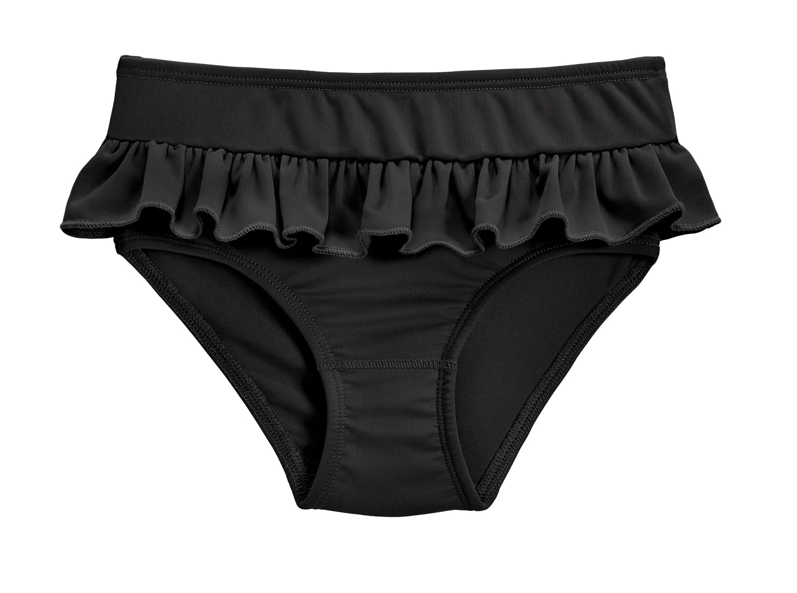 Girls UPF 50+ Ruffle Swim Briefs | Black - Remutear