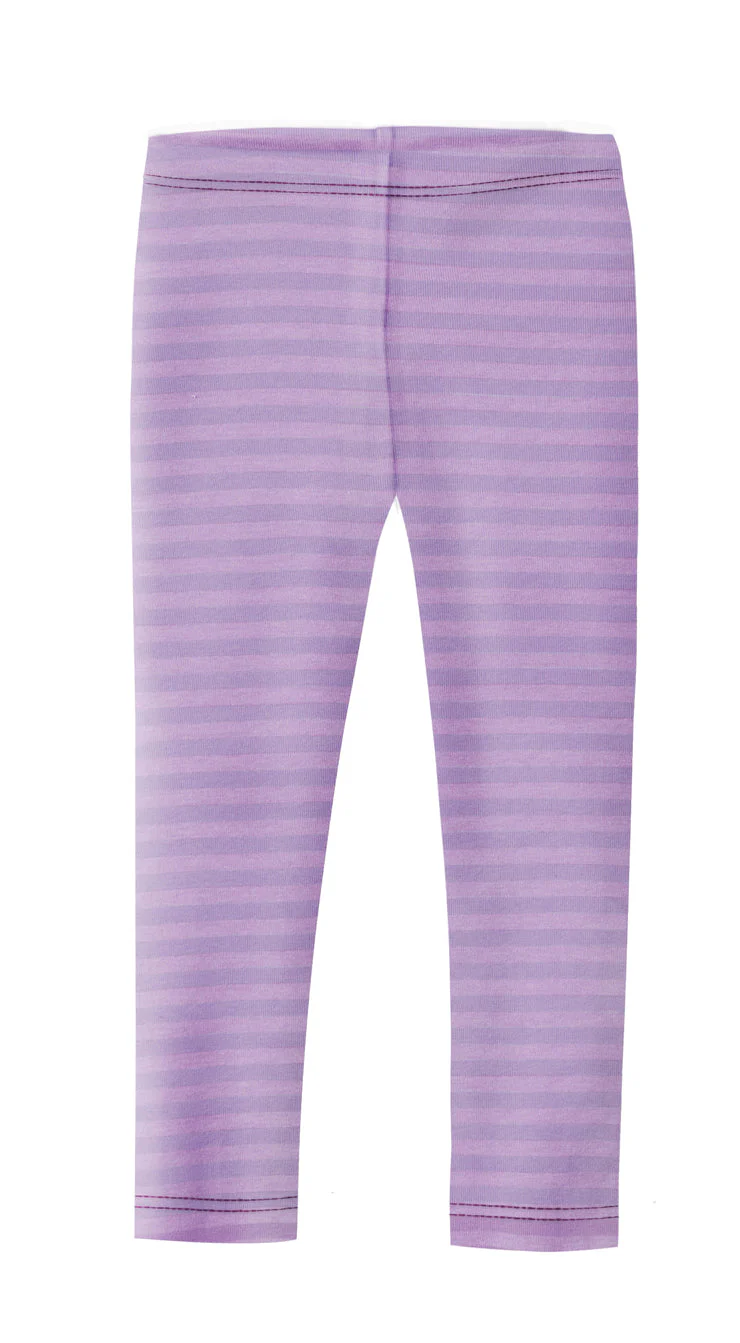 Girls Soft Stripe Leggings  | Lavender - Remutear