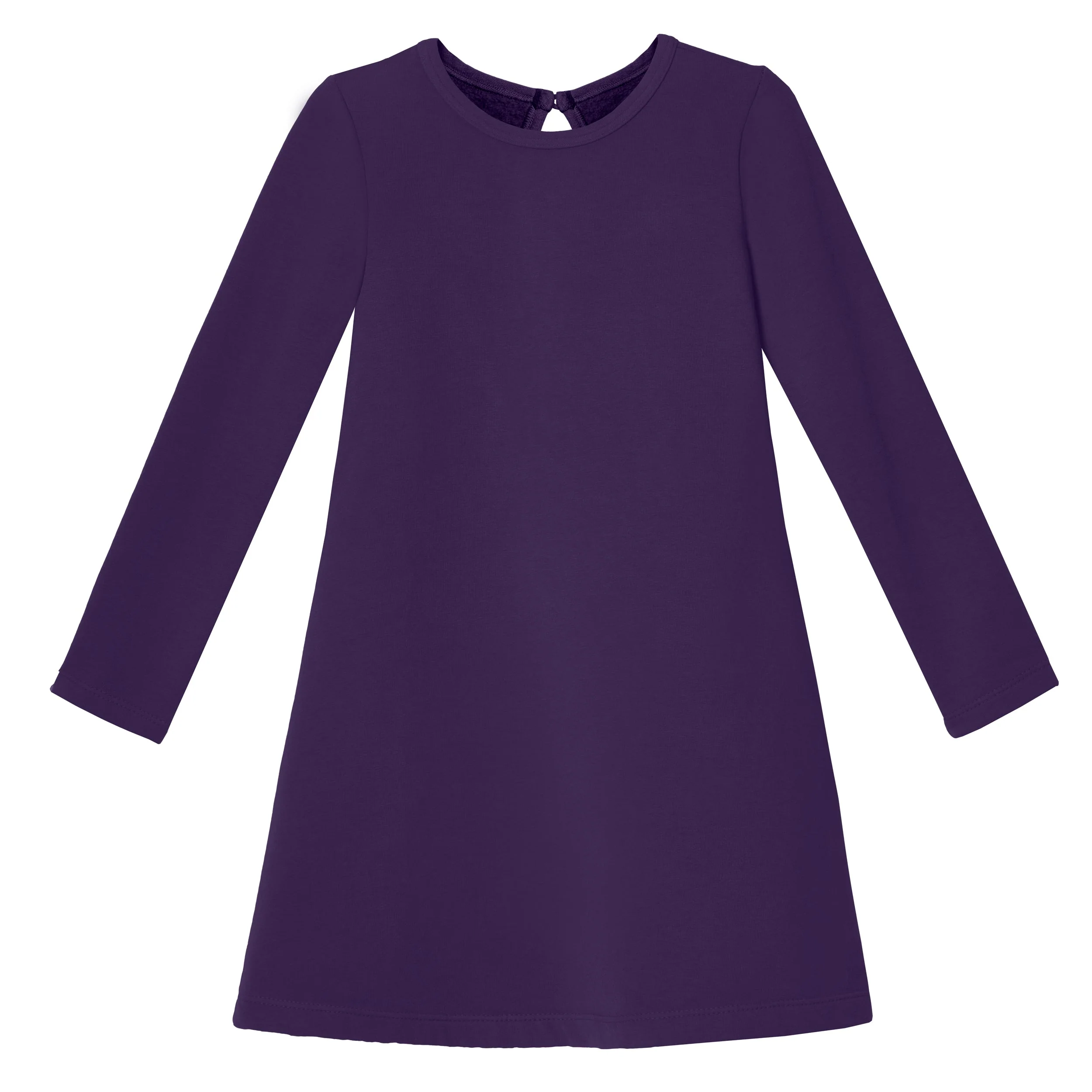 Girls Lightweight Soft Cotton Fleece A-Line Dress| Purple - Remutear
