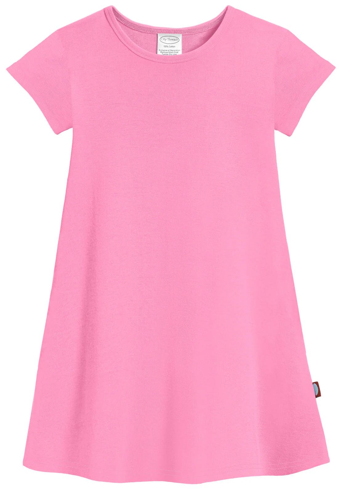 Girls Soft Cotton Jersey Cap Sleeve Dress | Medium Pink - Remutear
