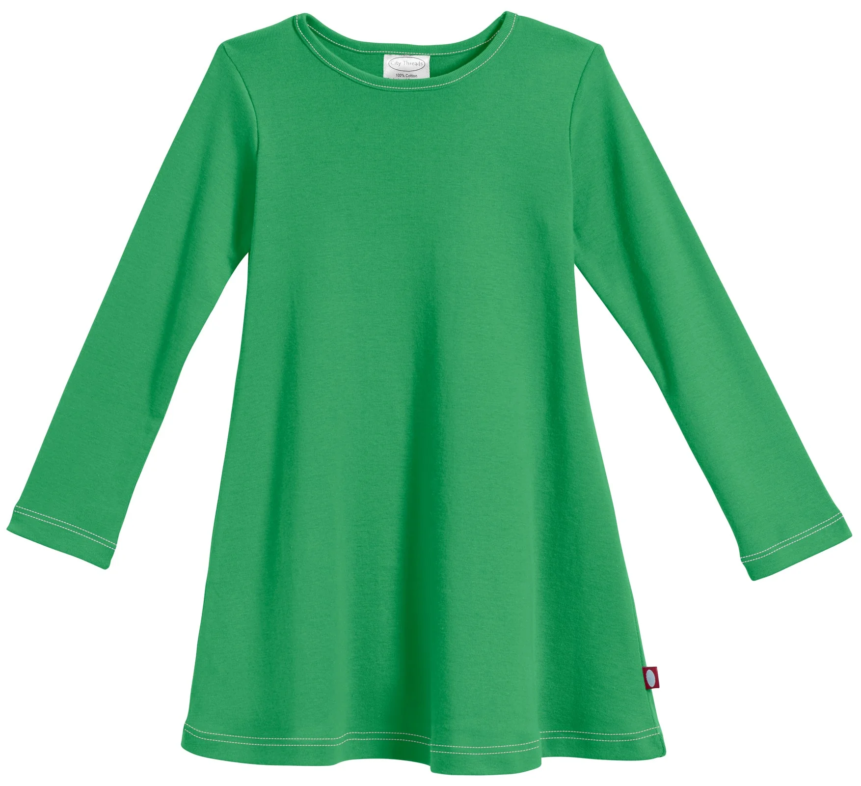 Girls Soft Cotton Long Sleeve Baby Rib Dress | Elf Green - Remutear