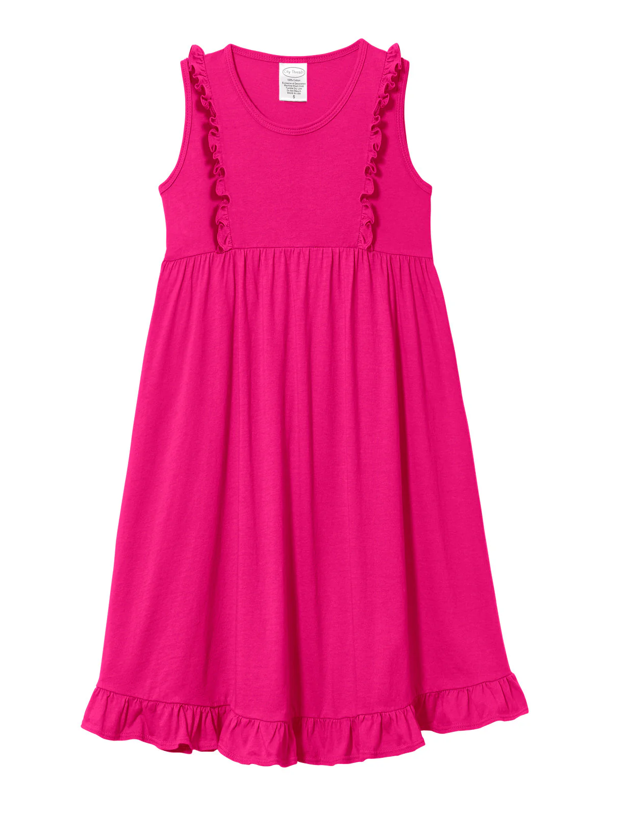 Girls Soft Cotton Jersey Flutter Tank Dress | Hot Pink - Remutear