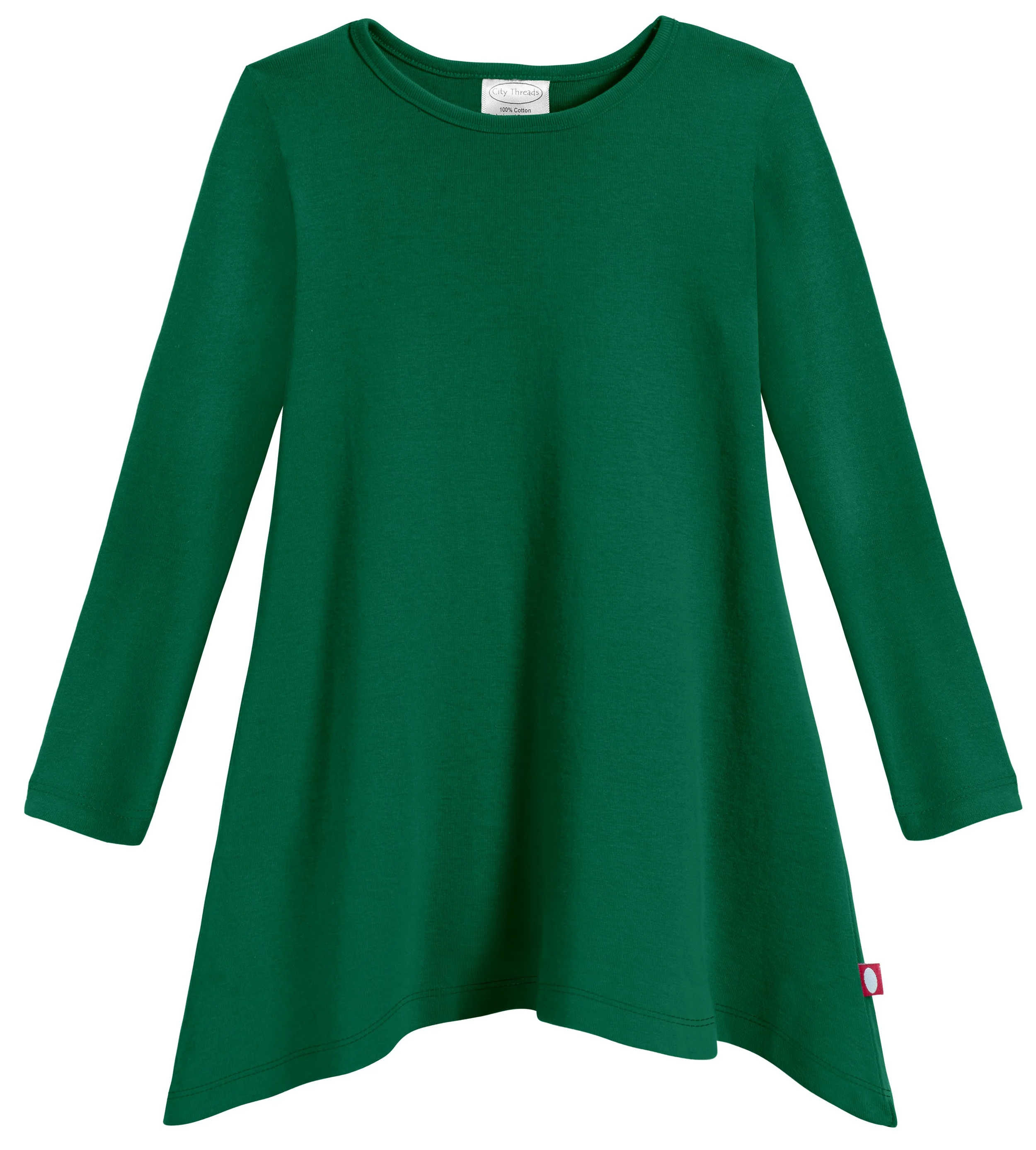 Girls Soft Cotton Jersey Long Sleeve Shark Bite Tunic | Forest Green - Remutear