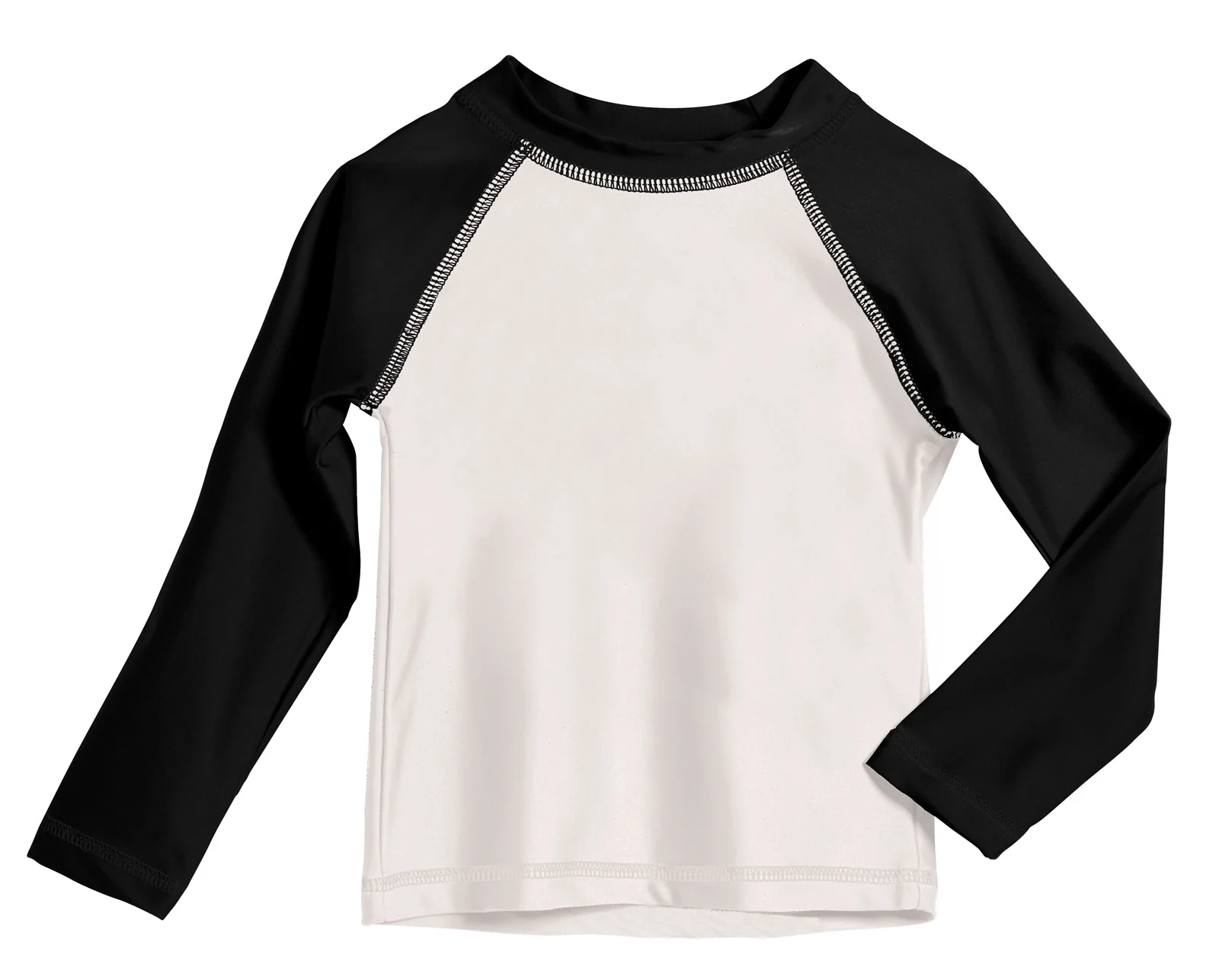 Boys UPF 50+ Color Block Solid Long Sleeve Rashguard | White with Black - Remutear