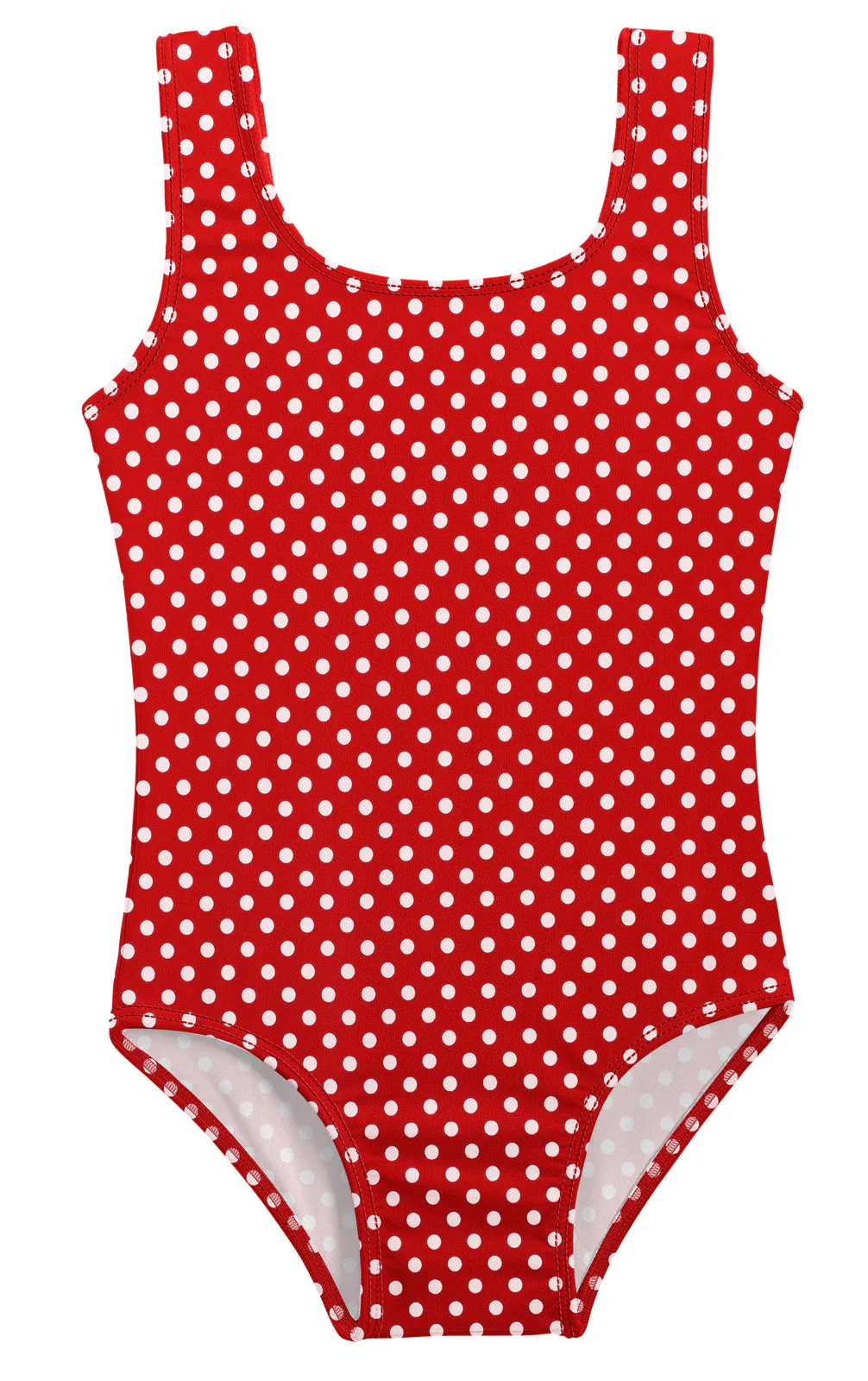 Girls UPF 50+ One Piece Swimsuit | Red w- White Polka Dot - Remutear