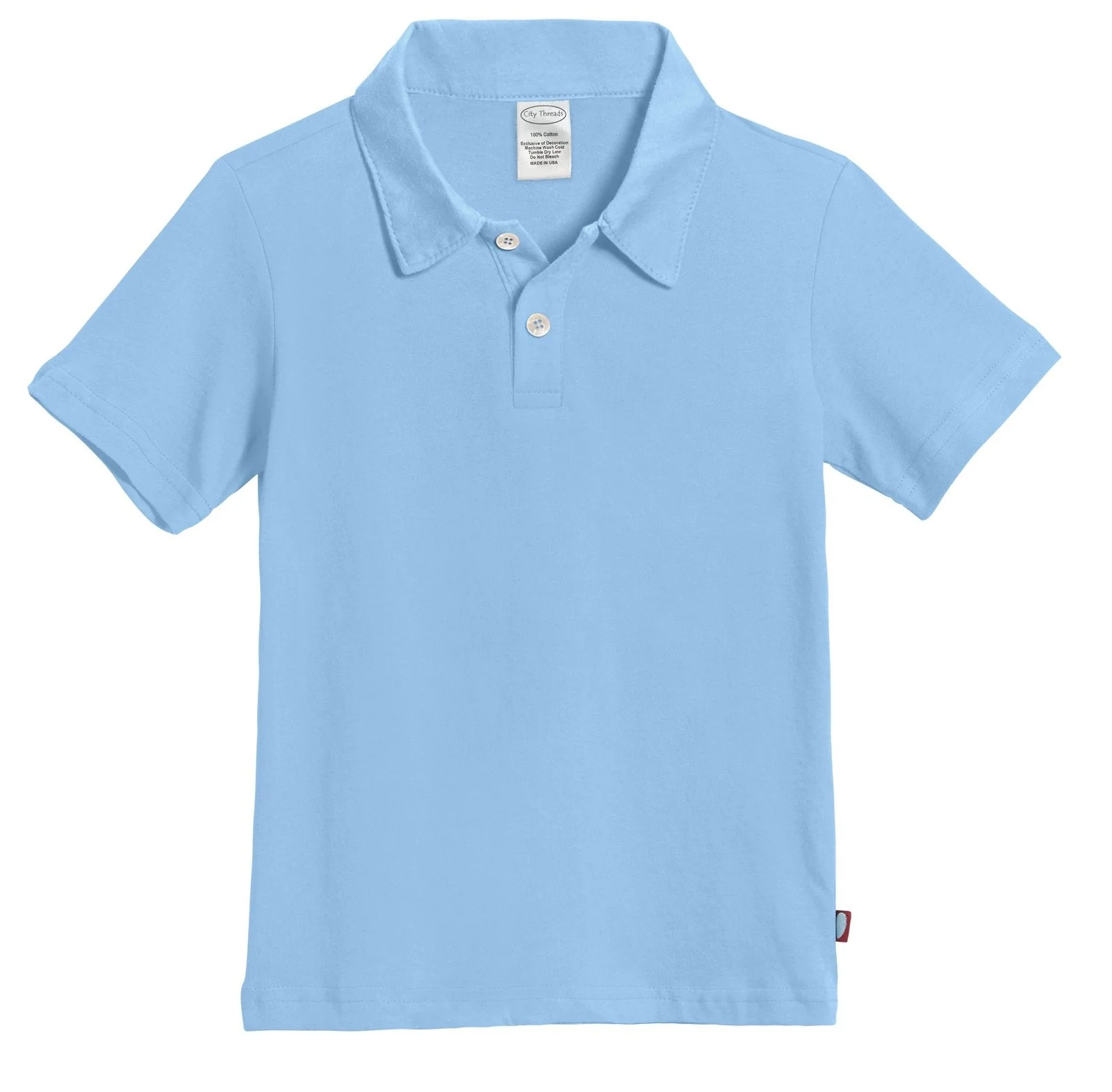 Boys Soft Cotton Jersey 2-Button Short Sleeve Polo Shirt | Bright Light Blue - Remutear