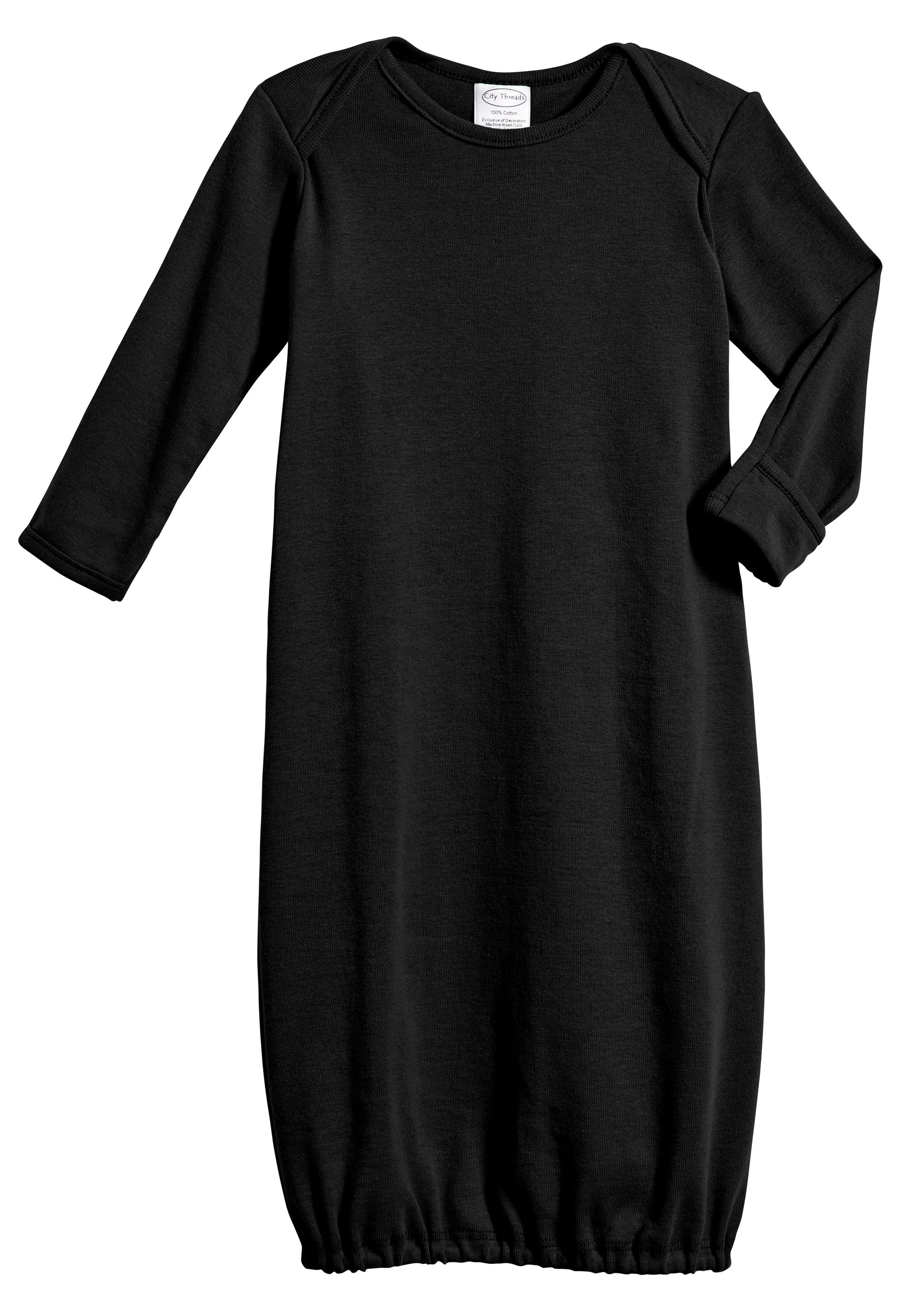 Super-Soft Organic Cotton Baby Rib Gown | Black - Remutear