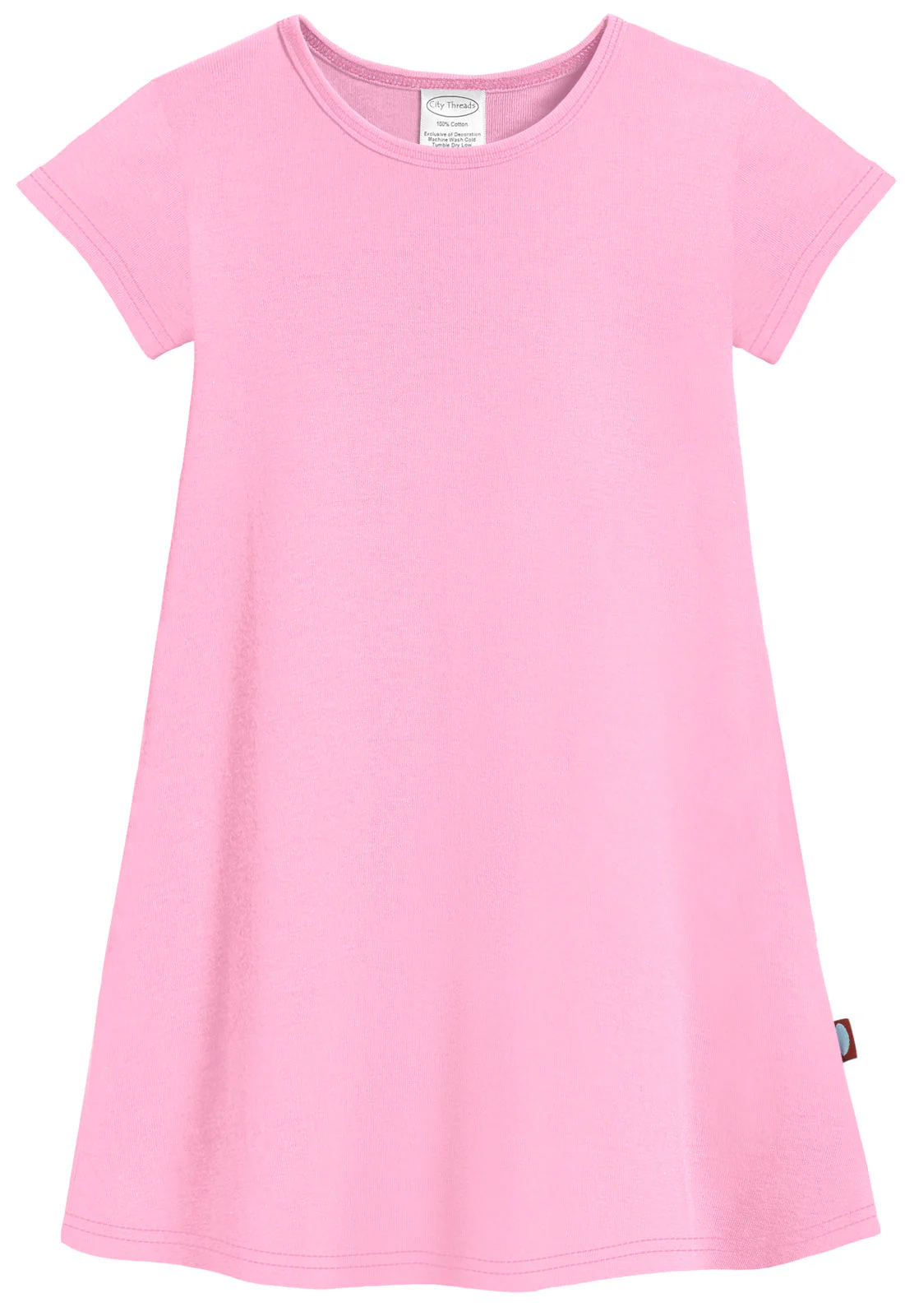 Girls Soft Cotton Jersey Cap Sleeve Dress | Bright Light Pink - Remutear