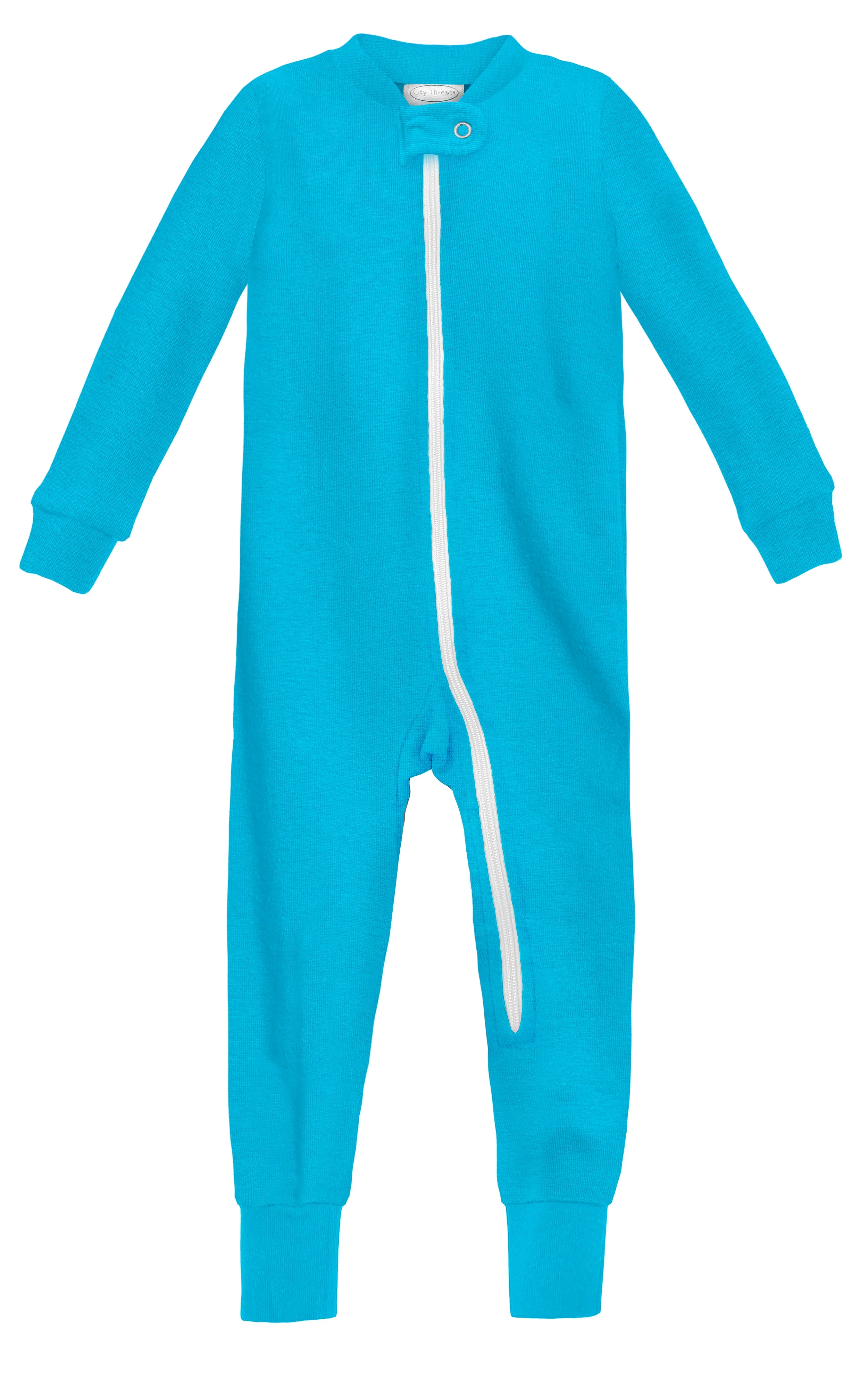 Super-Soft Organic Cotton Footless Zip Footie| Turquoise - Remutear
