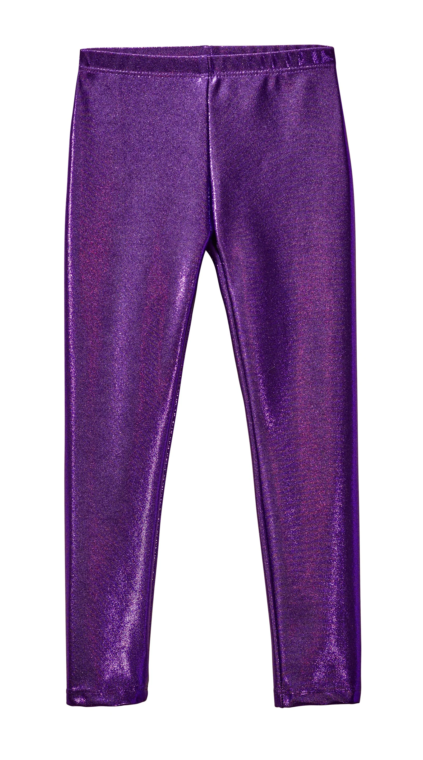 Girls Novelty Stretch Leggings  | Purple Sparkly Shimmer - Remutear