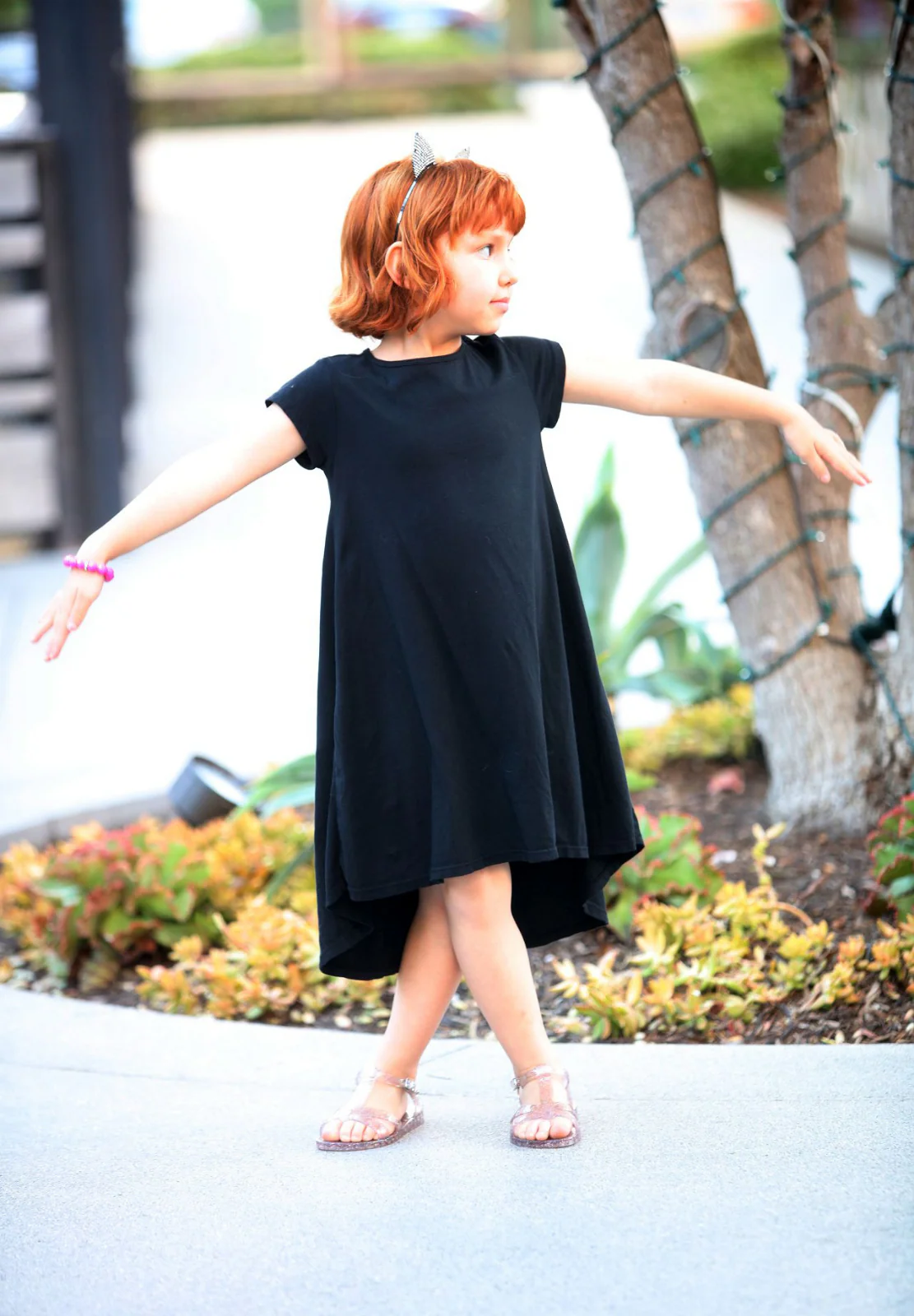 Girls Soft Cotton Jersey Short Sleeve Hi-Lo Maxi Dress - Remutear