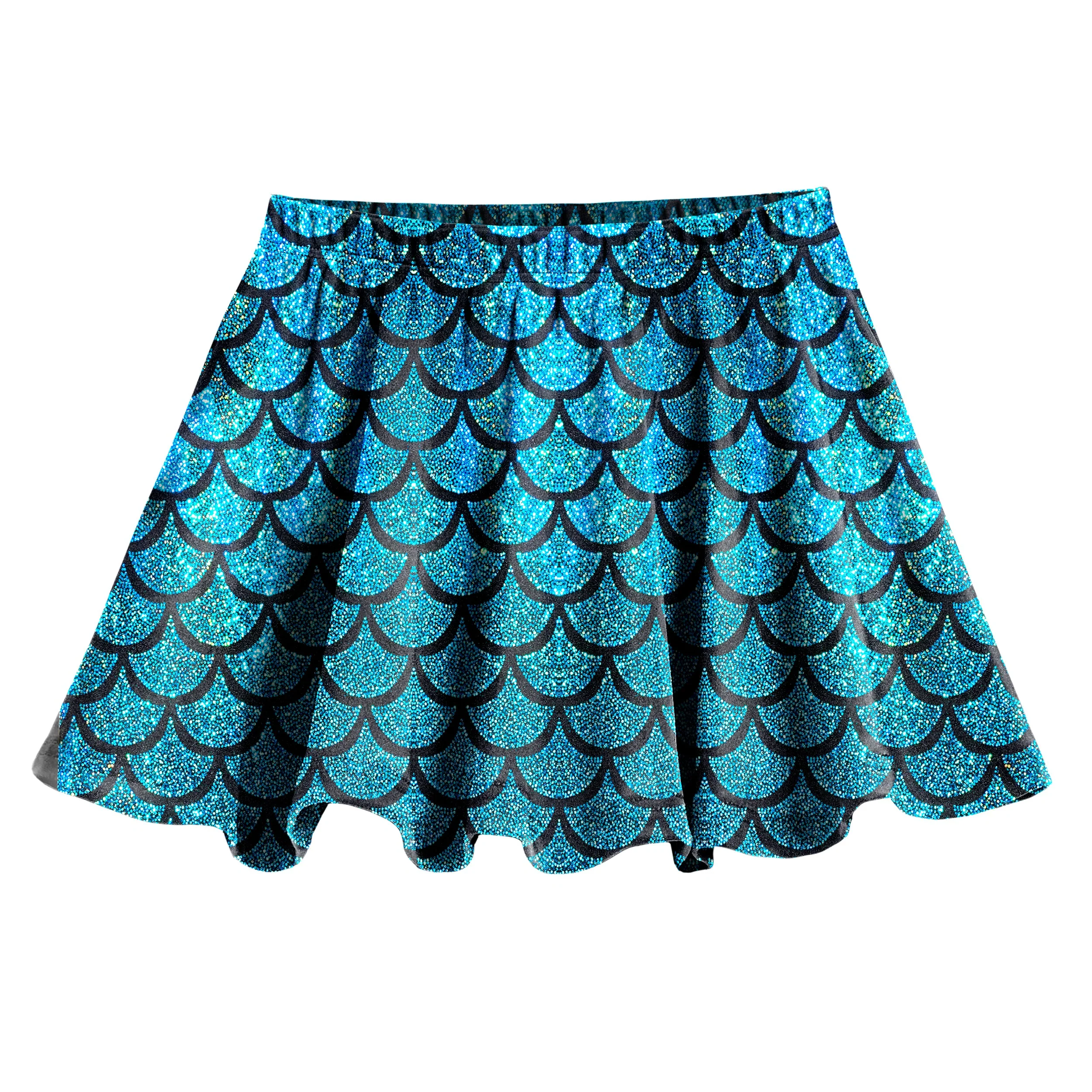 Girls Novelty Circle Skirt | Turquoise Mermaid Sparkle - Remutear