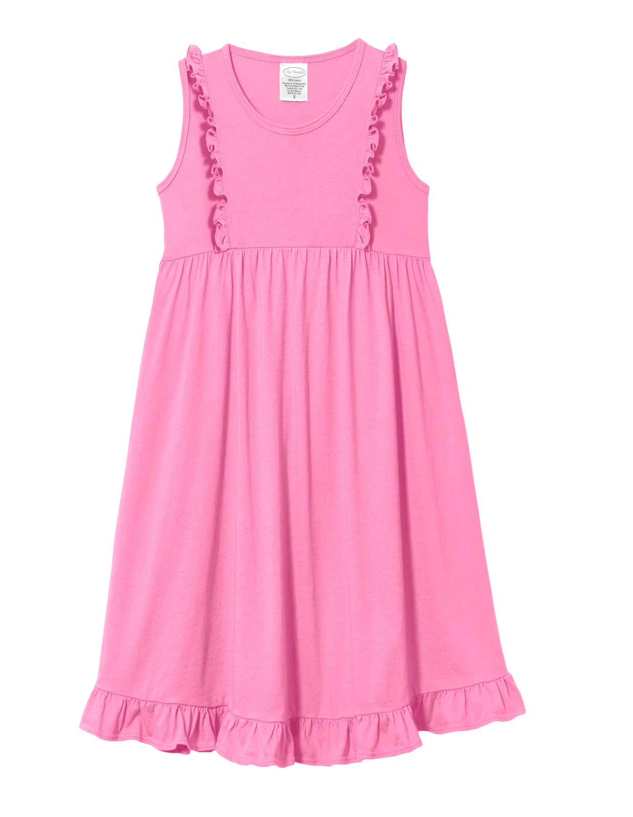 Girls Soft Cotton Jersey Flutter Tank Dress | Medium Pink - Remutear