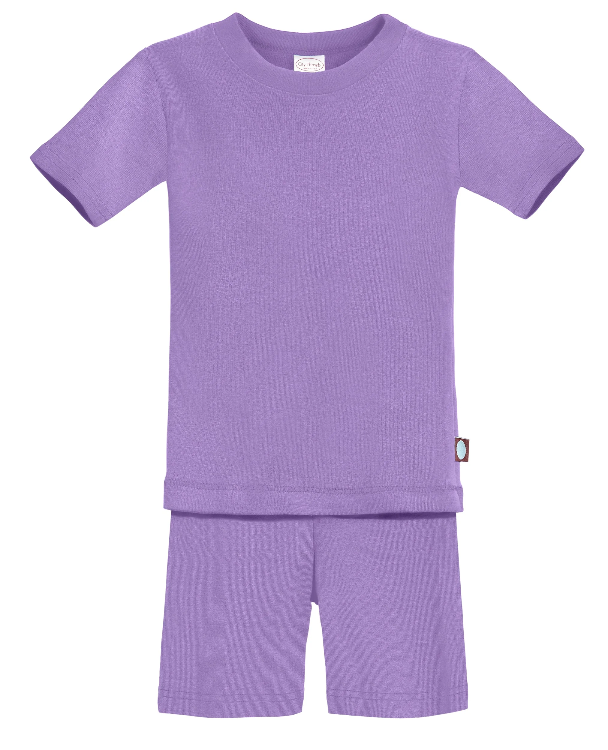 Boys and Girls Soft Organic Cotton Short Sleeve Snug Fit Pajama Set | Deep Purple - Remutear