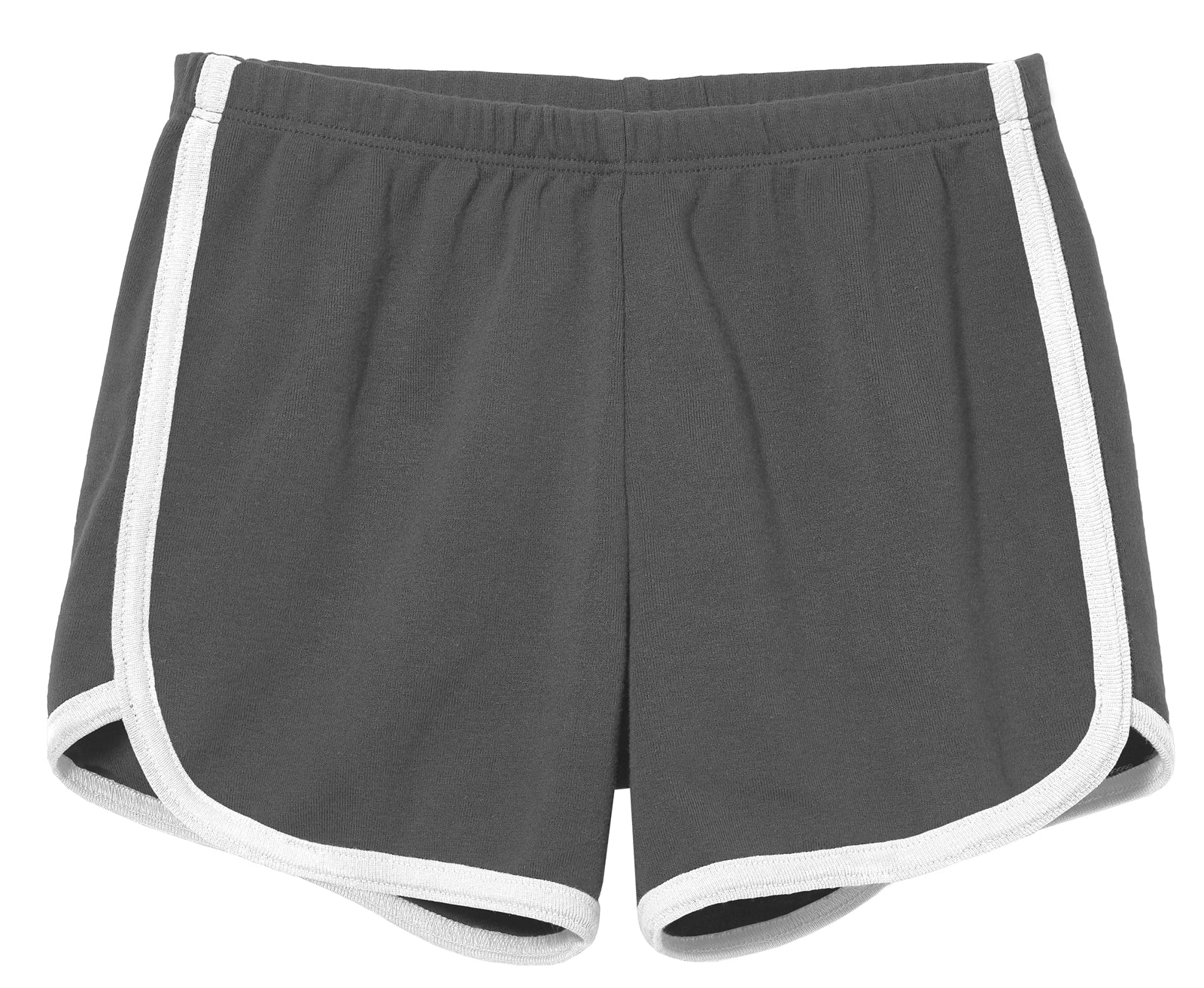 Girls Soft Cotton Knit Short with Trim | Charcoal w. White Trim - Remutear