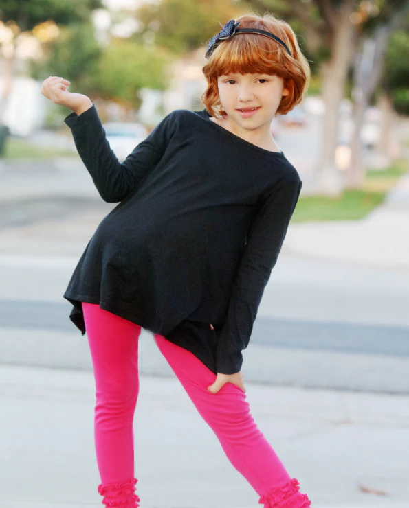 Girls Soft Cotton Jersey Long Sleeve Shark Bite Tunic | Plum - Remutear