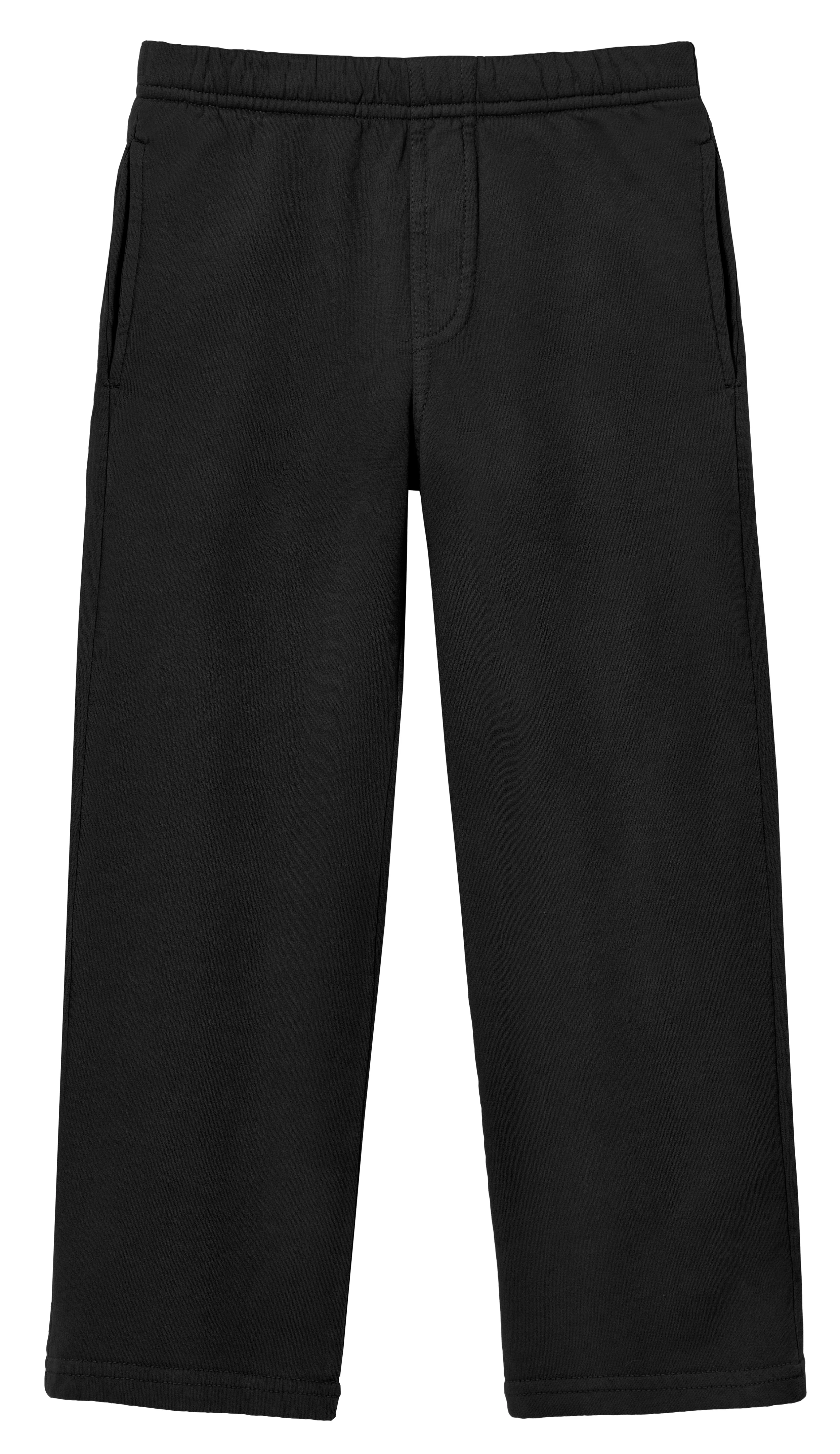 Boys Lightweight Soft Cotton  Fleece Straight Leg Pocket Pant | Black - Remutear