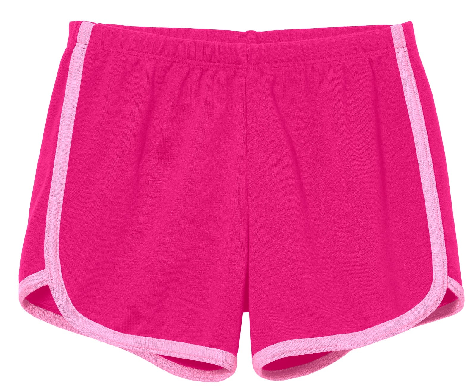 Girls Soft Cotton Knit Short with Trim | Hot Pink w. Bubblegum Trim - Remutear