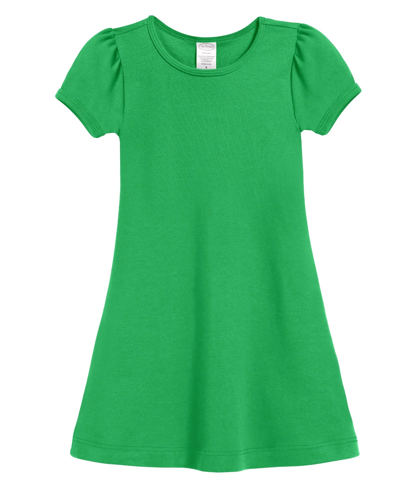 Girls Soft Cotton Short Sleeve Puff Sleeve Dress - Remutear