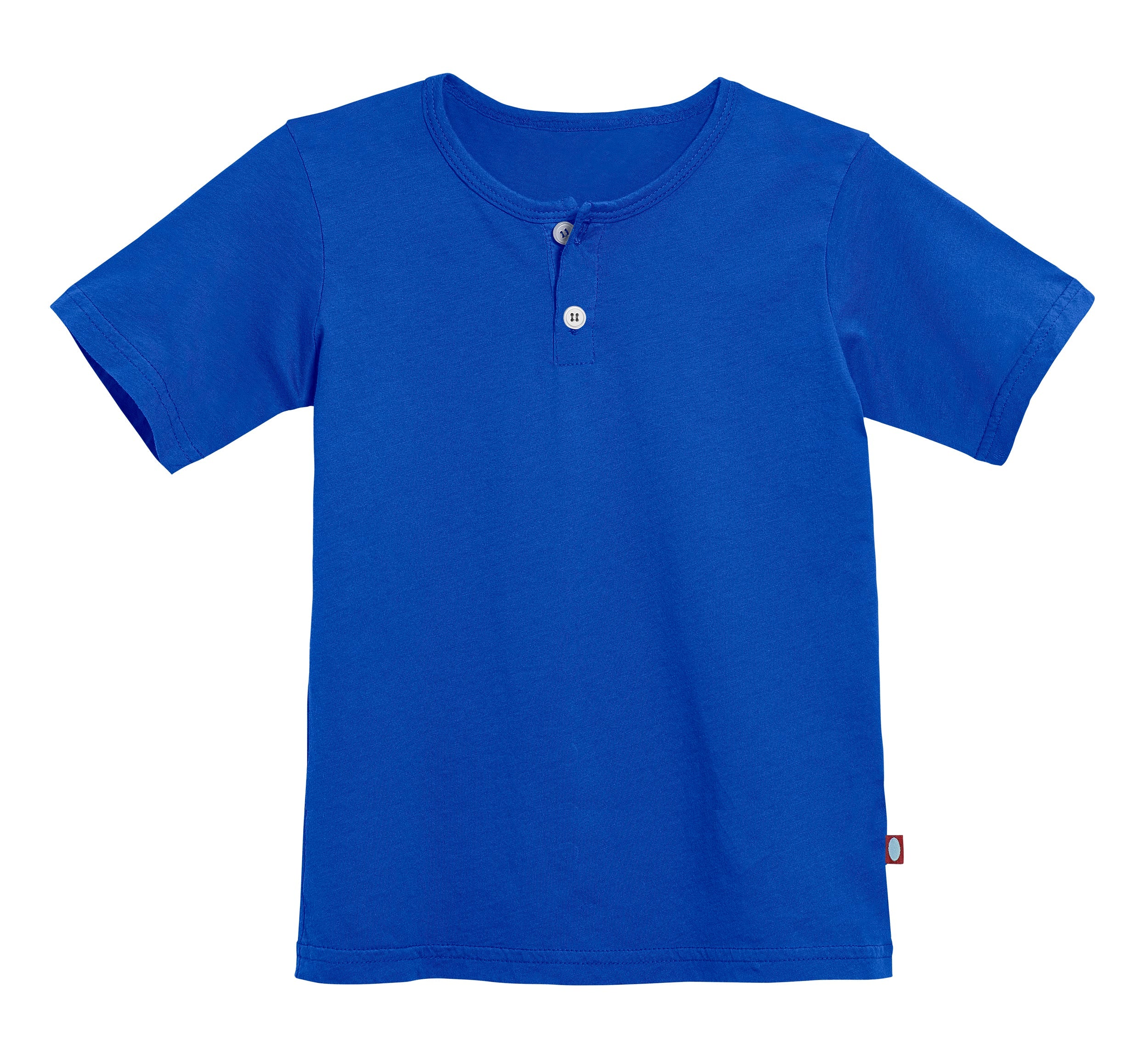Boys Soft Organic Cotton Jersey Short Sleeve Henley Tee | Crayon Blue - Remutear