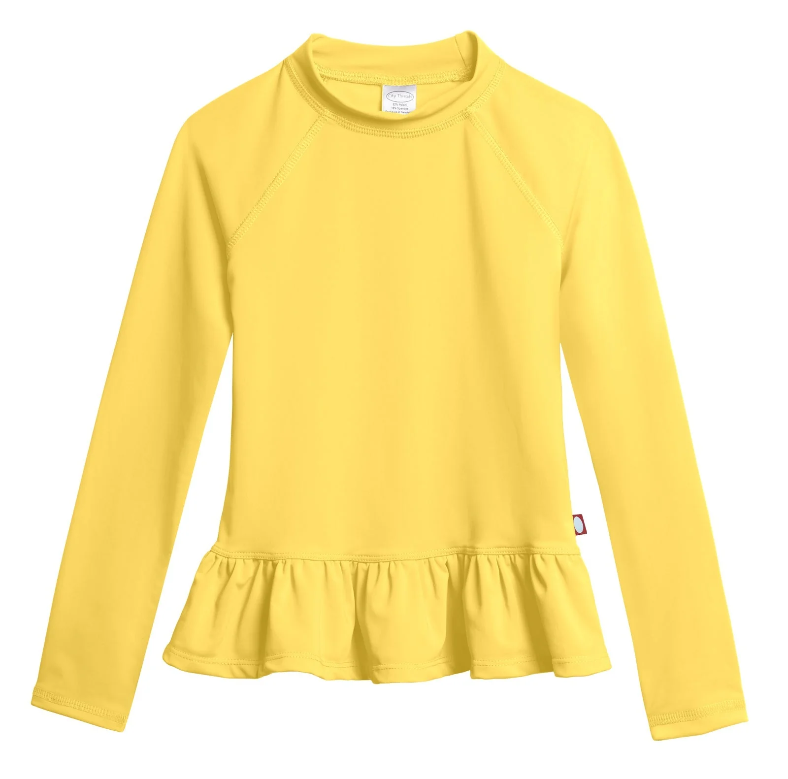 Girls UPF 50+ Peplum Long Sleeve Rashguard | Yellow - Remutear
