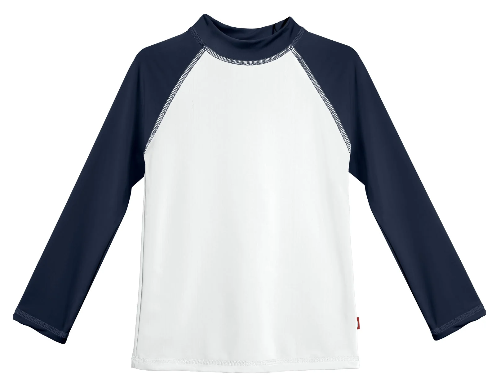 Girls UPF 50+ Color Block Long Sleeve Rashguard | White with Navy - Remutear
