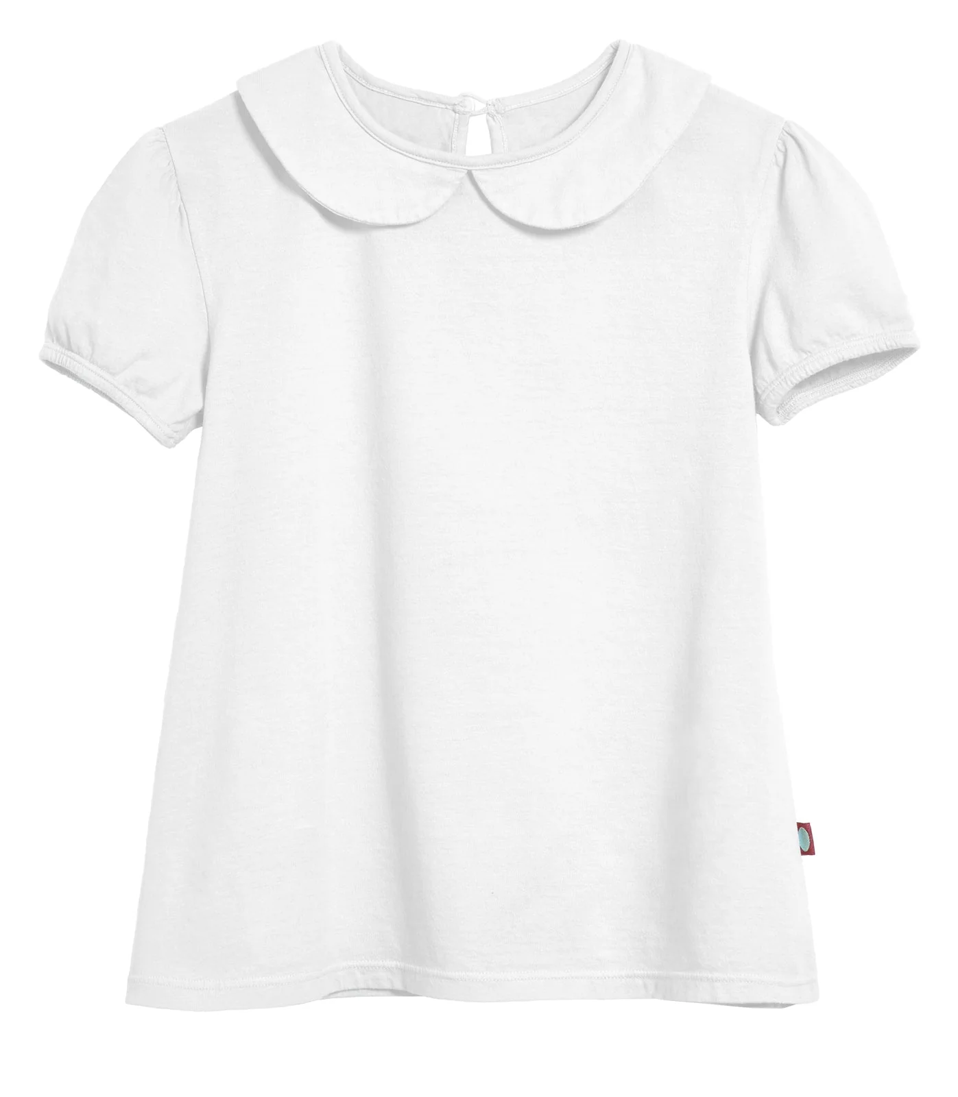Girls Soft Cotton Jersey Peter Pan Collar Short Sleeve Puff Tee - Remutear