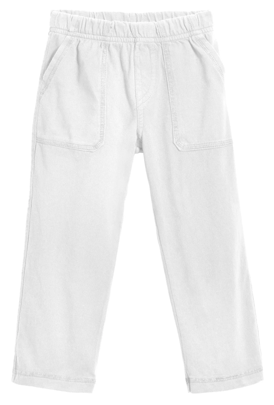 Boys Soft Cotton 3-Pocket Jersey Pants - UPF 50+ | White - Remutear