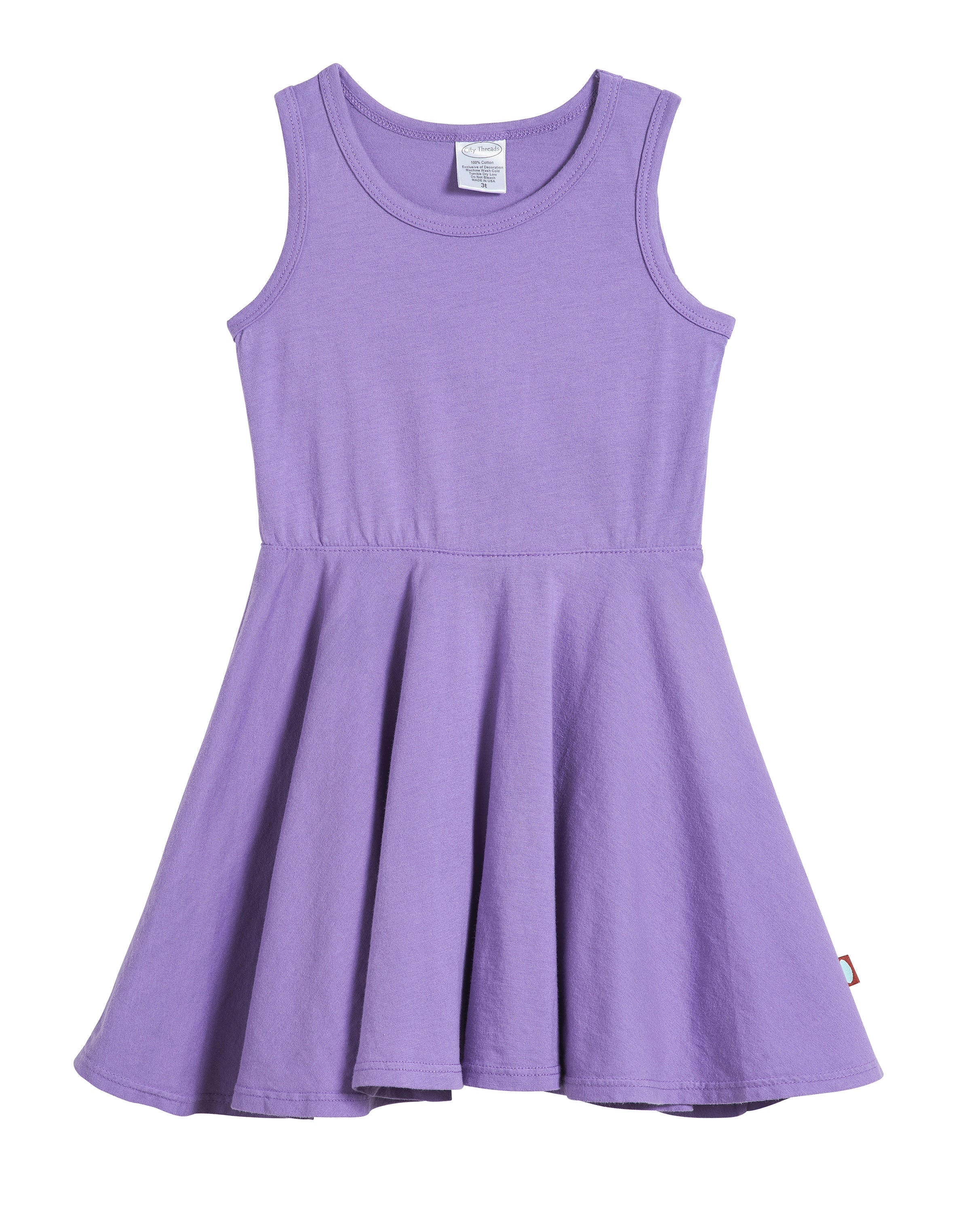 Girls Soft Cotton Jersey Twirly Tank Dress  | Deep Purple - Remutear