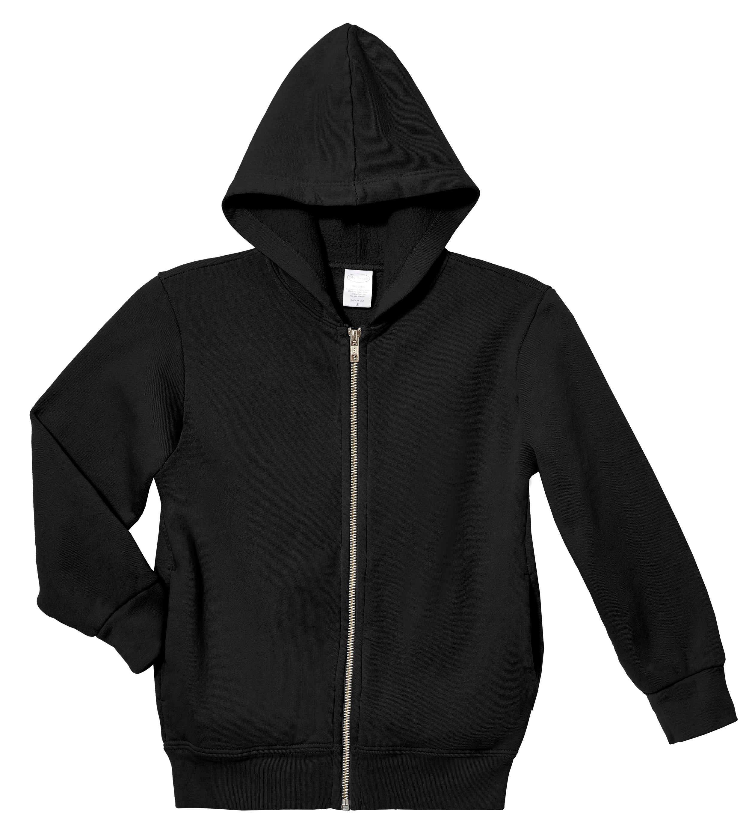 Soft & Cozy 100% Cotton Fleece Zip Hoodie with Inner Pockets | Black - Remutear