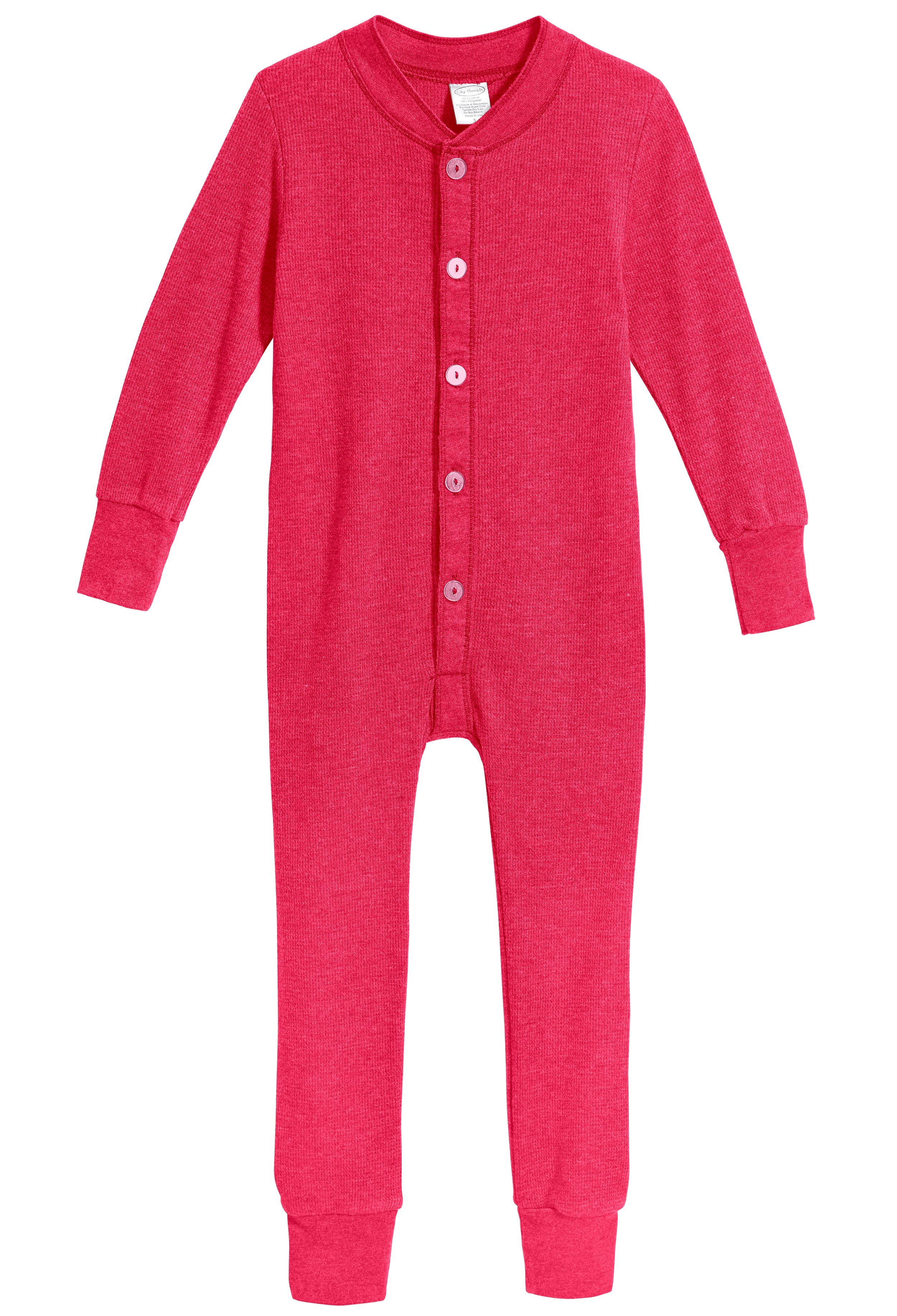 Boys and Girls Soft & Cozy Thermal One- Piece Union Suit  | Candy Apple - Remutear
