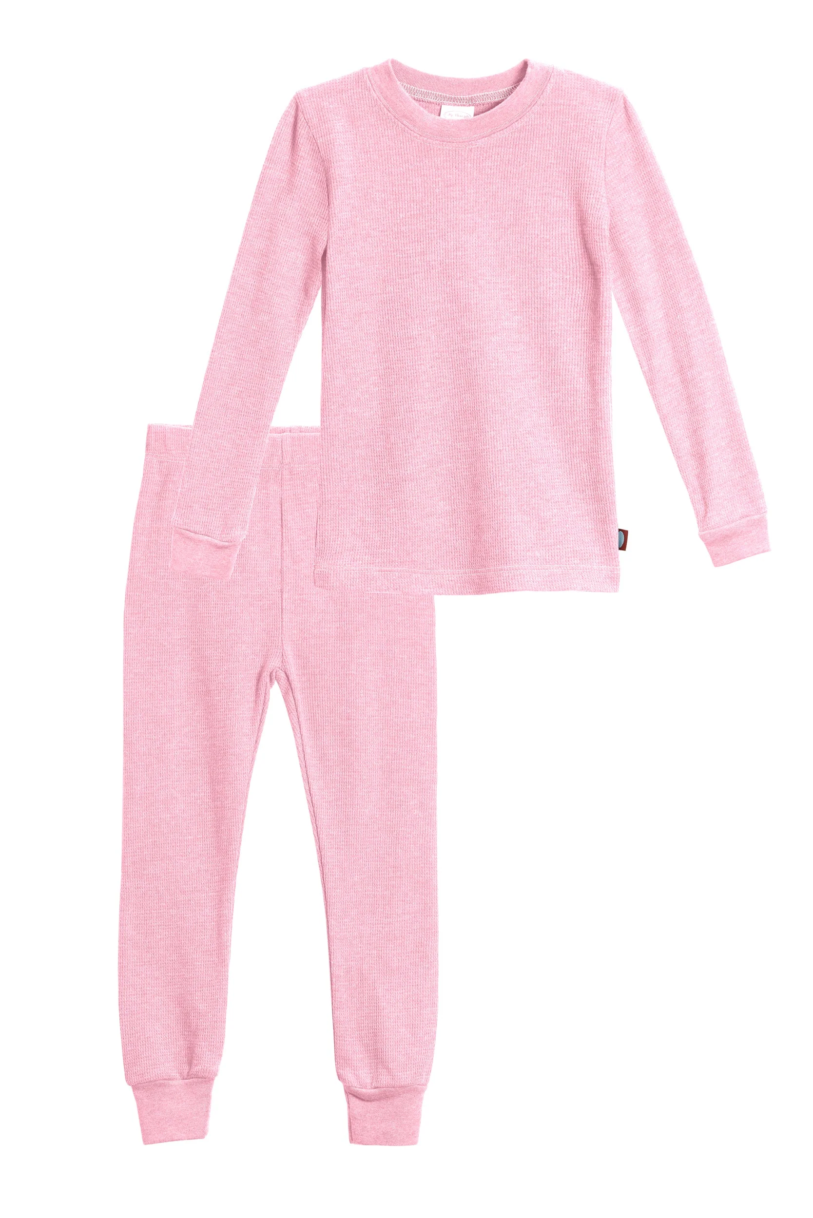 Girls Soft & Cozy Thermal 2-Piece Long Johns | Bright Light Pink w- Light Pink Stitch - Remutear