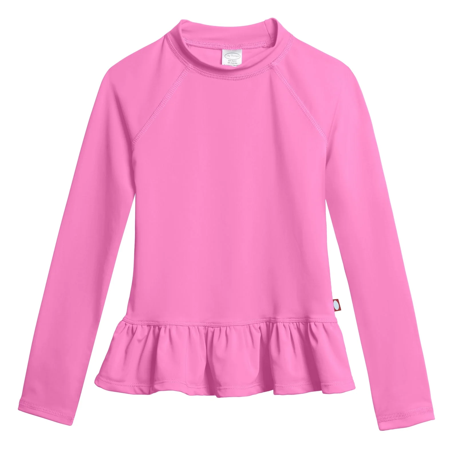 Girls UPF 50+ Peplum Long Sleeve Rashguard | Medium Pink - Remutear
