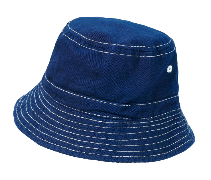 Boys and Girls 100% Cotton Twill UPF 50+ Wharf Hat | Navy Blue (Dyed & Finished in USA*) - Remutear