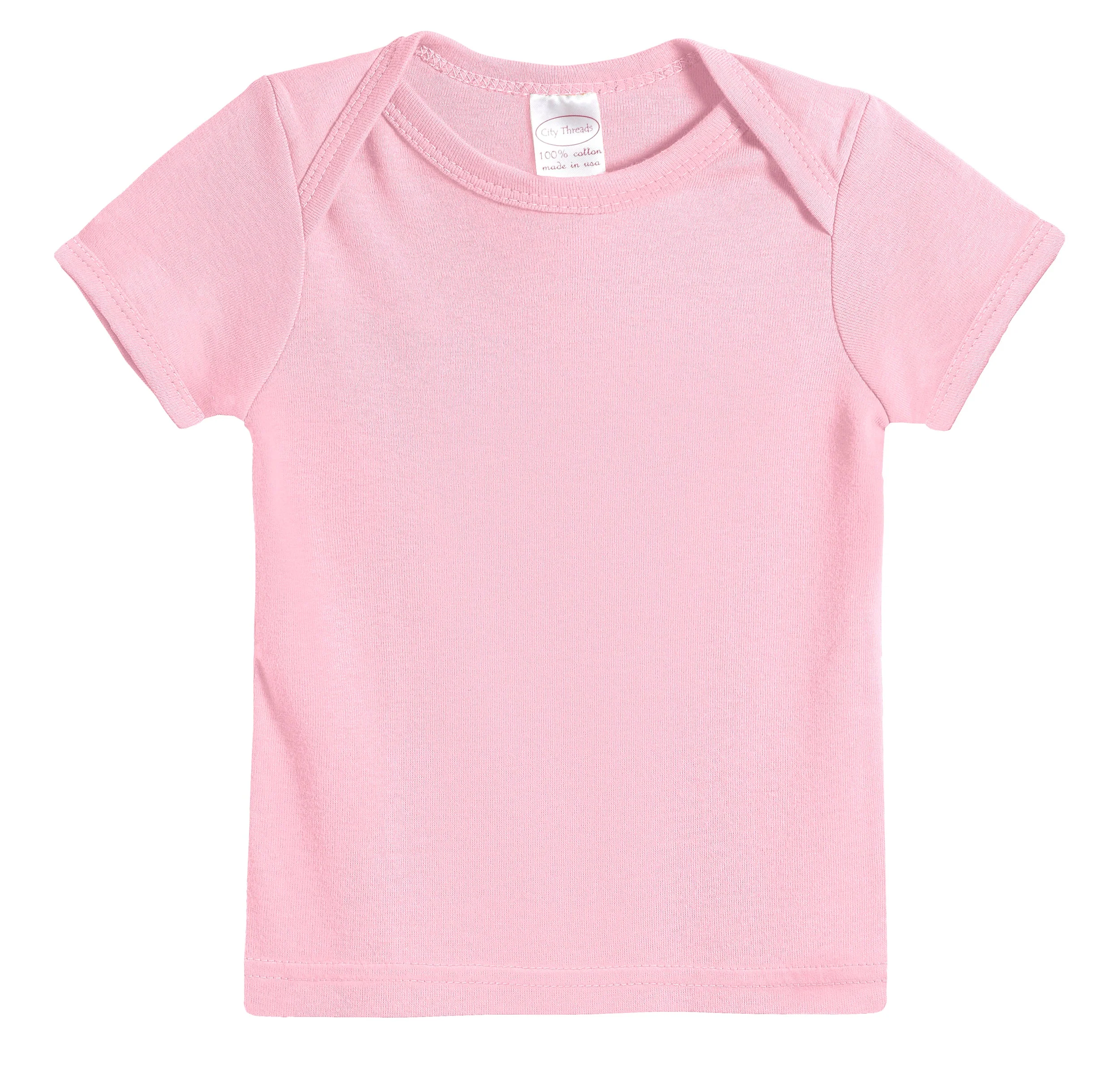 Super-Soft Organic Cotton Baby Rib Short Sleeve Lap Tee| Bright Light Pink - Remutear