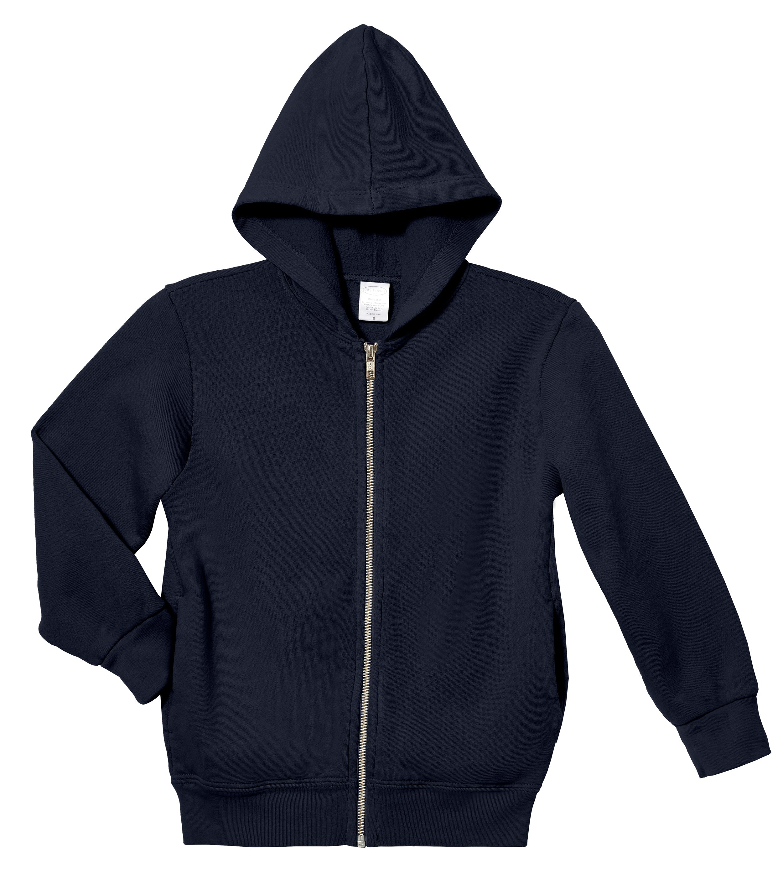 Soft & Cozy 100% Cotton Fleece Zip Hoodie with Inner Pockets | Dark Navy - Remutear