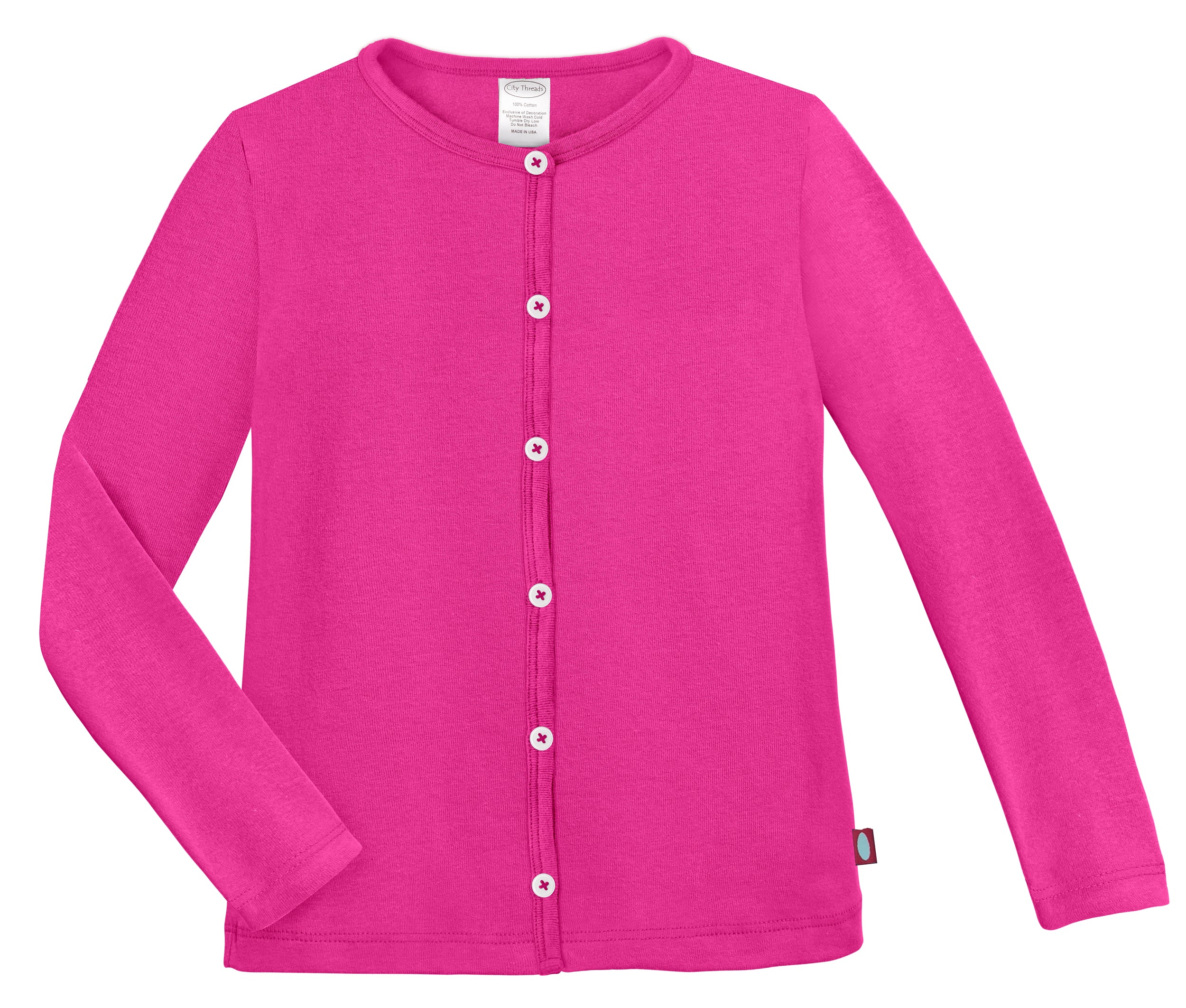 Girls Soft Cotton Button-Down Cardigan | Hot Pink - Remutear