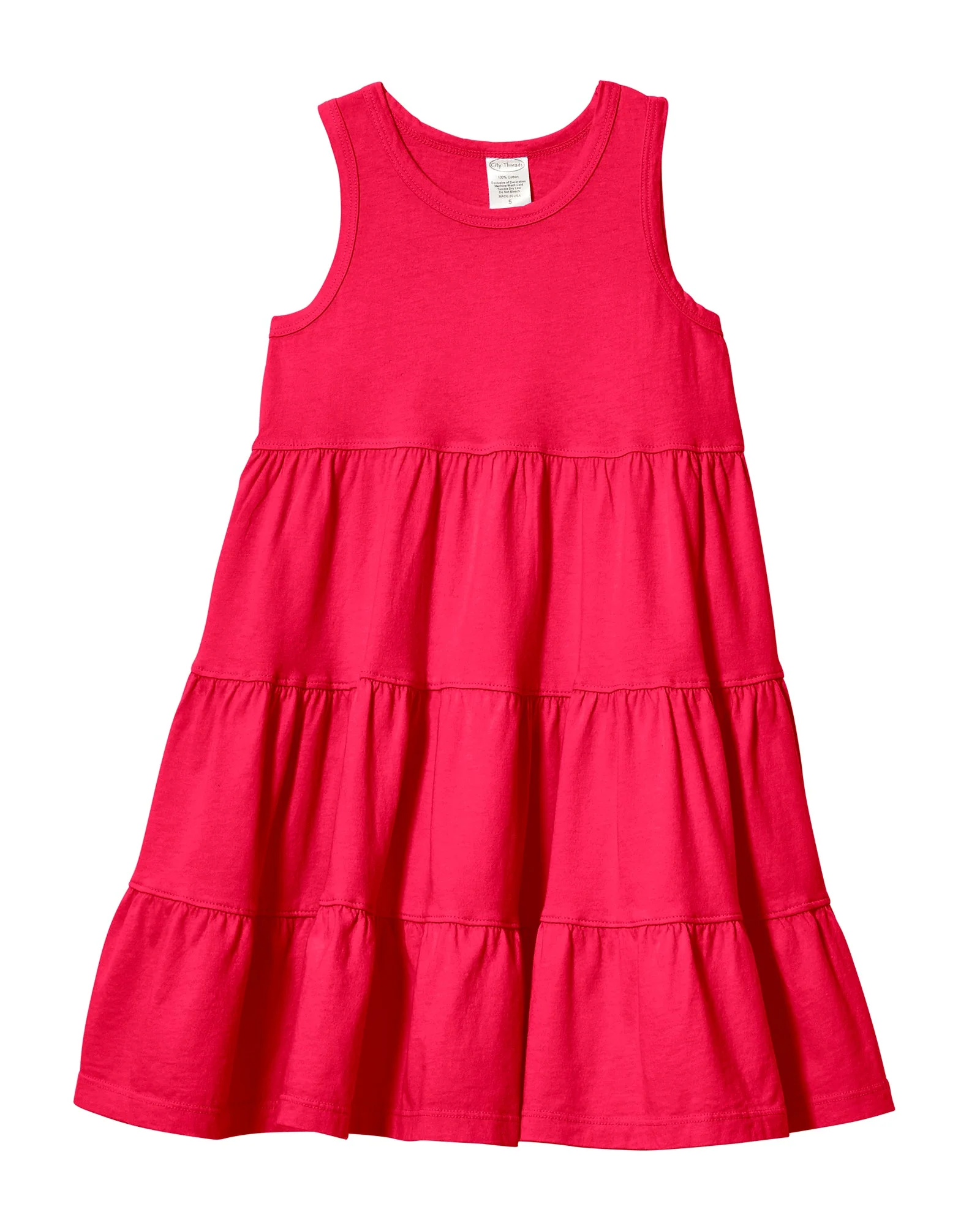 Girls Soft Cotton Jersey Tiered Tank Dress | Candy Apple - Remutear