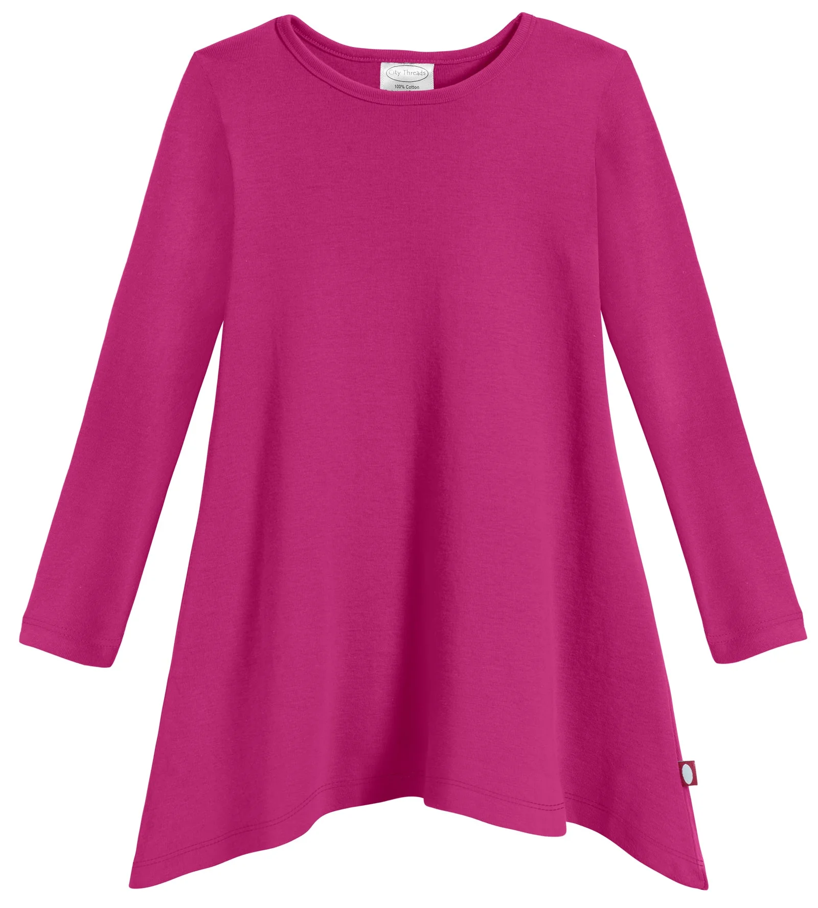 Girls Soft Cotton Jersey Long Sleeve Shark Bite Tunic | Hot Pink - Remutear