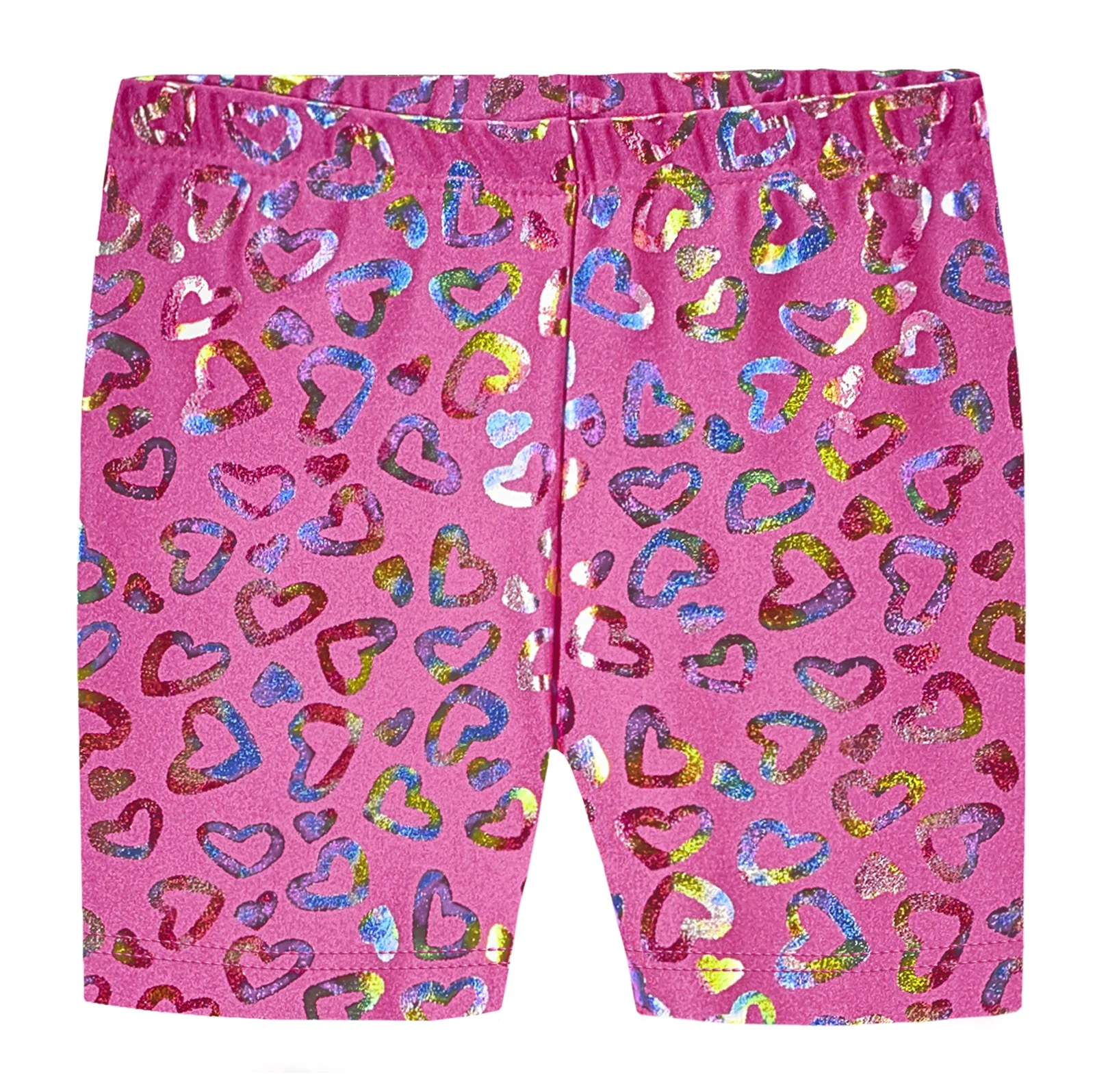 Girls Novelty Bike Shorts  | Hologram Hearts - Remutear